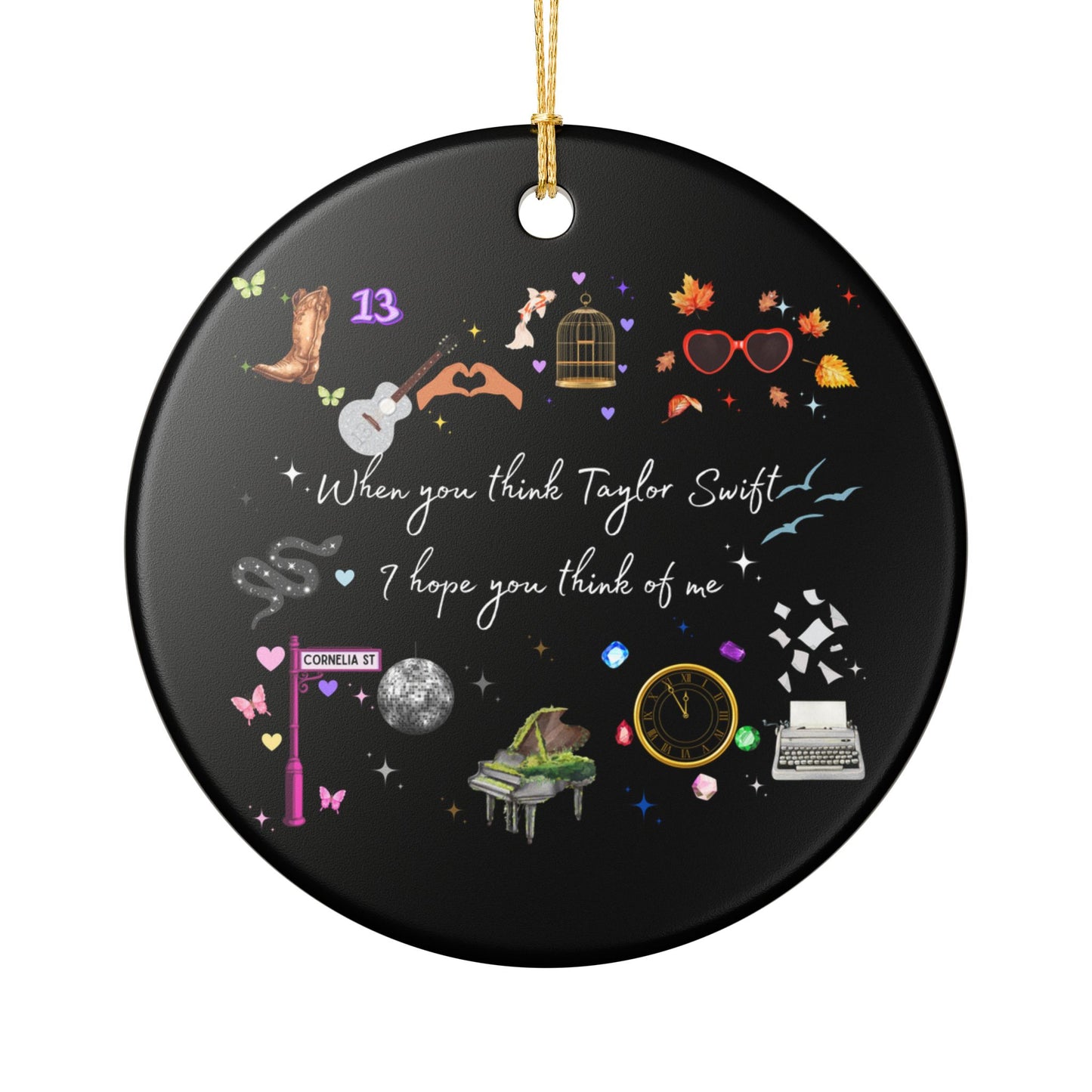 I hope you think of me Ceramic Ornament, Unique Holiday Decor, Music Lover Gift, Home Decoration, Thoughtful Keepsake