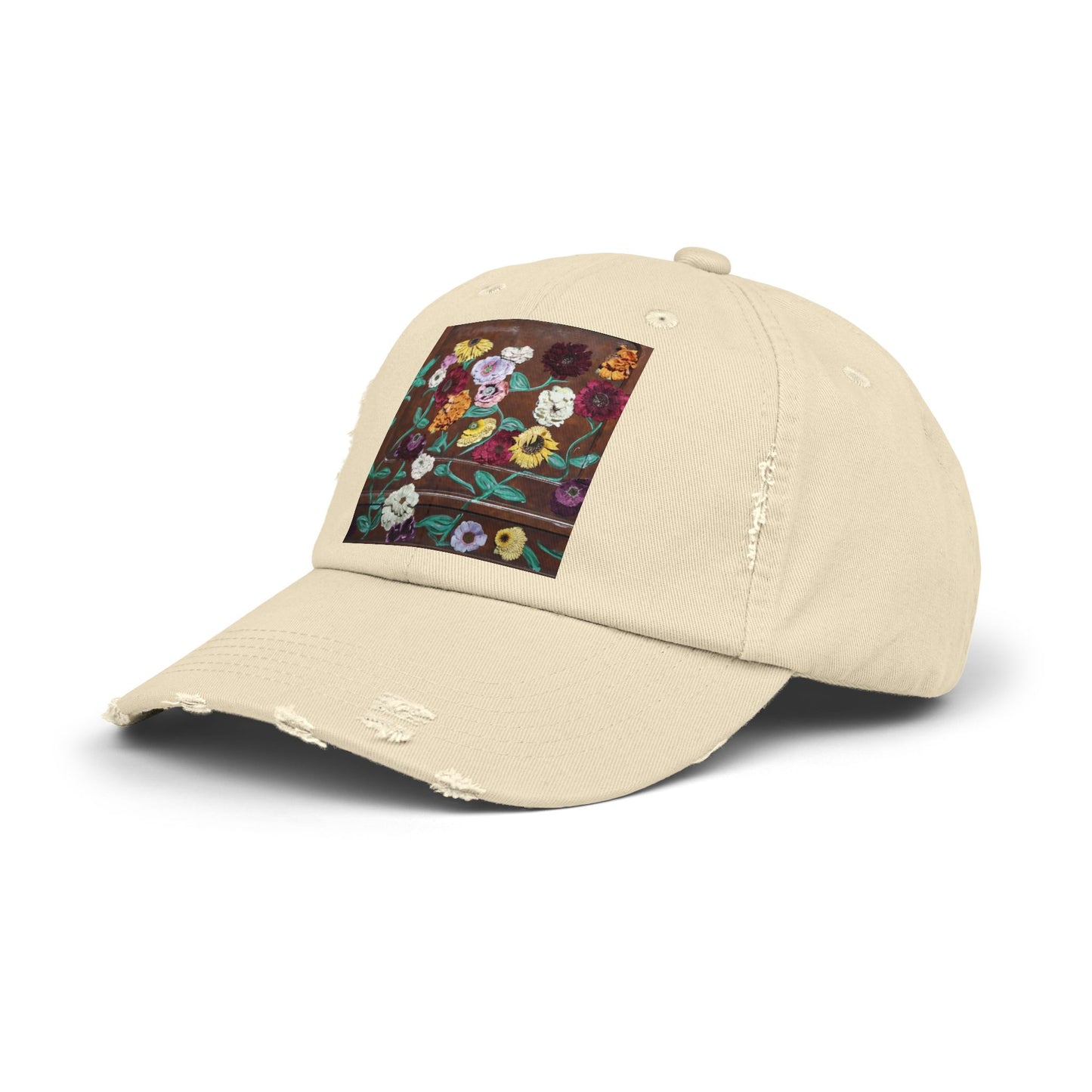 Surprise Song Floral Piano - Unisex Distressed Cap