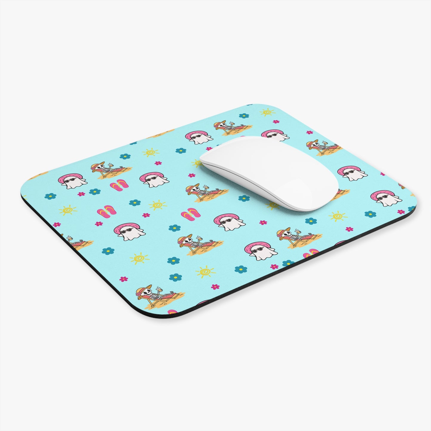 Aqua Summerween Mouse Pad | Cute Office Decor, Desk Accessory, Gift for Students, Nerdy Gift, Beach Vibes
