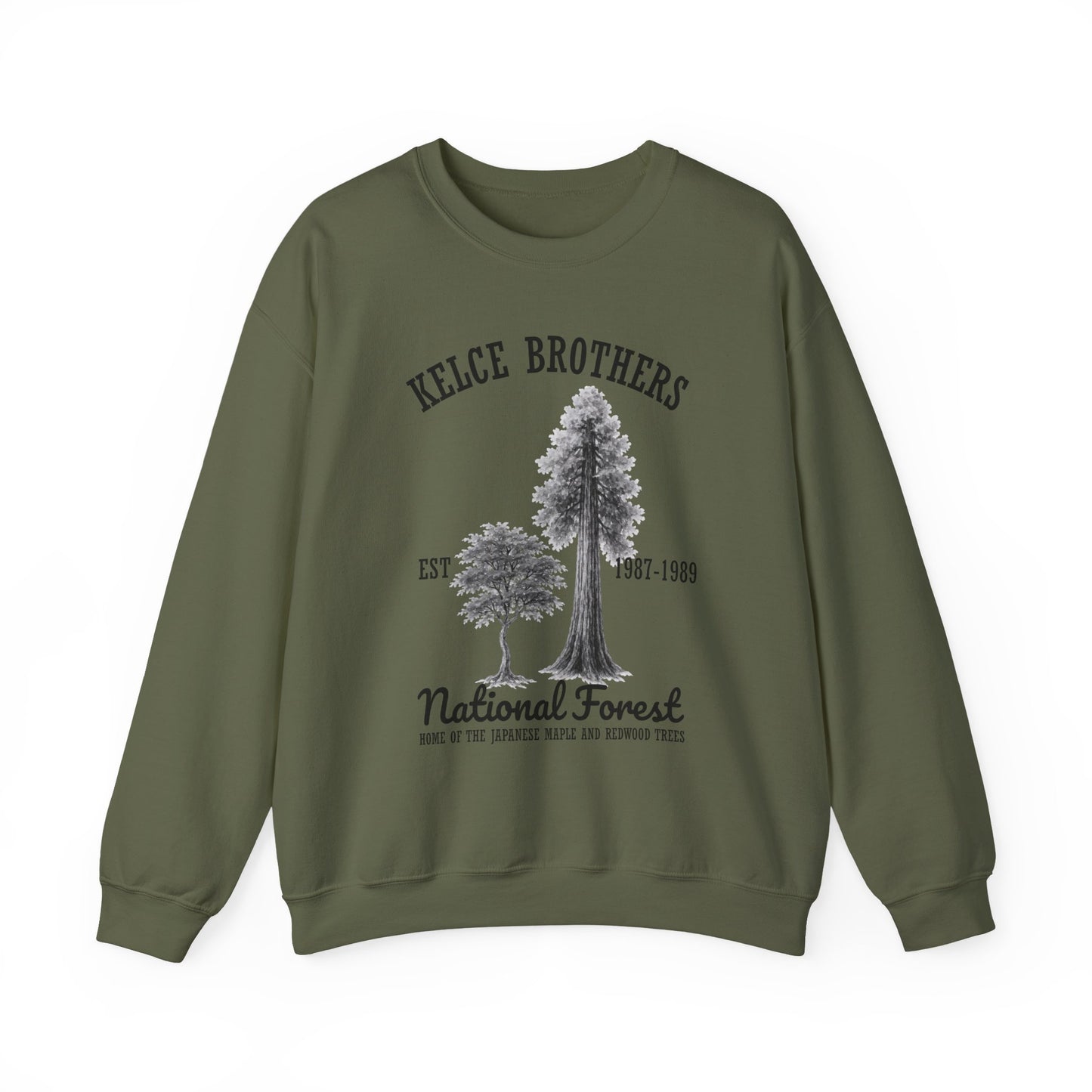 Kelce National Forest Crewneck Sweatshirt - "Kelce Brothers" Vintage Tree Graphic