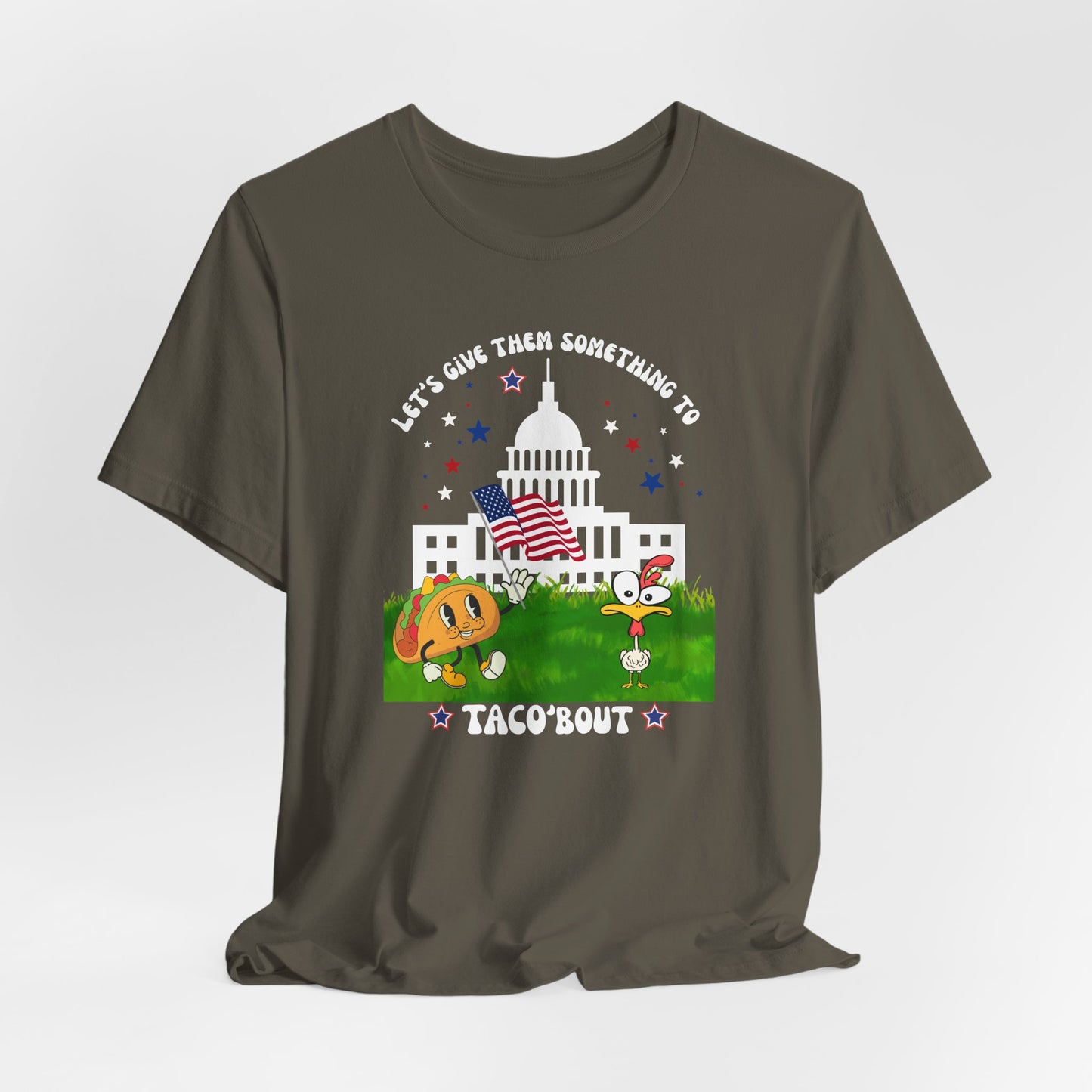 Let's Give Them Something to Taco 'Bout - TACO Trump - Unisex Bella Canvas Tee, Humorous T-Shirt, Celebration Top, Gift for Food Lovers, Quirky Holiday Apparel