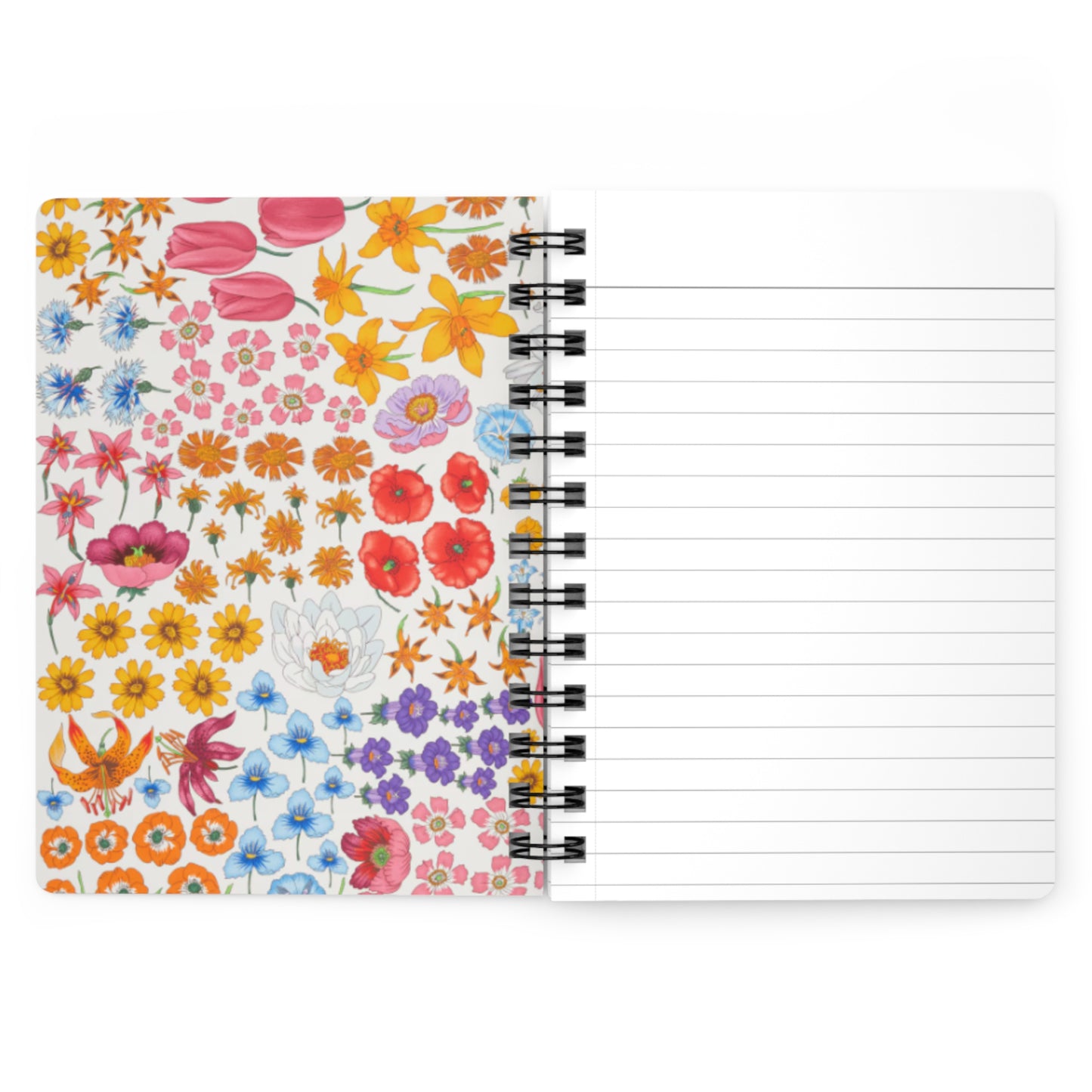 Floral Spiral Bound Journal "Flora White" - Colorful Flower Design for Creative Journaling