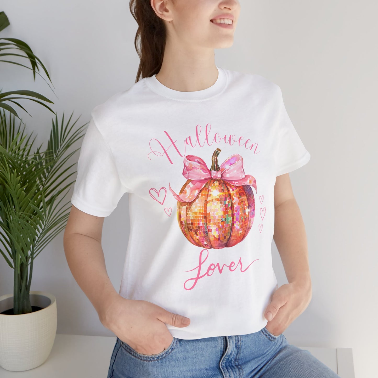 Halloween LOVER - Swiftie Halloween - - Disco Pumpkin - Pink Pumpkin - Girly Halloween - Unisex Jersey Short Sleeve Tee
