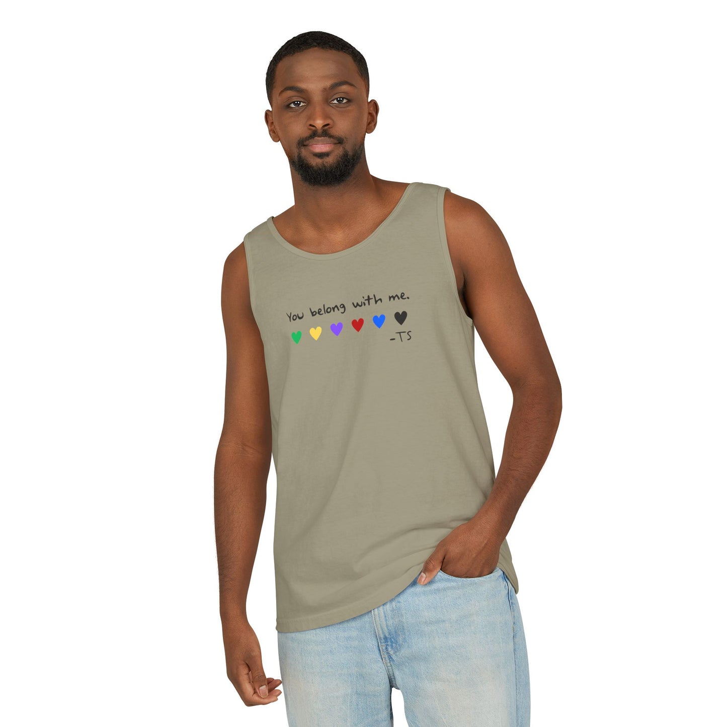 You Belong With Me Printed Comfort Colors Unisex Garment-Dyed Tank Top, Love Heart Tee, Cute Summer Top, Casual Wear, Gift for Friends