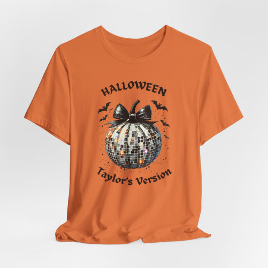 Halloween - TV - Black Disco Ball Pumpkin - Bats - Swiftie Halloween - Unisex Jersey Short Sleeve Tee