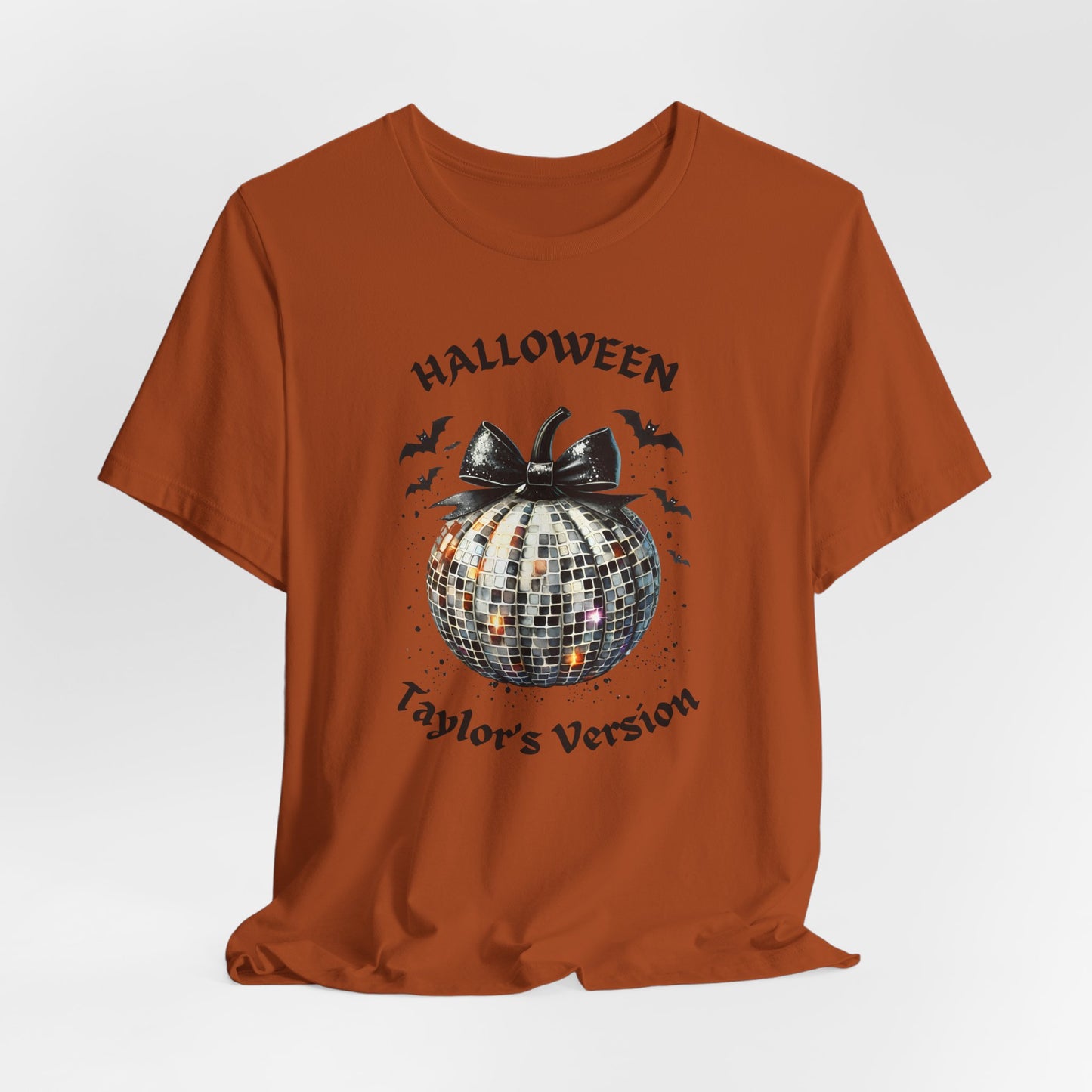Halloween - TV - Black Disco Ball Pumpkin - Bats - Swiftie Halloween - Unisex Jersey Short Sleeve Tee
