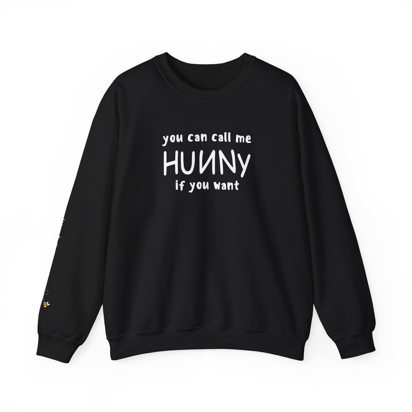 You Can Call Me Hunny Sweatshirt with Sleeve Detail - Cozy Unisex Crewneck, Cute Gift for Friends, Casual Wear, Perfect for Fall & Winter