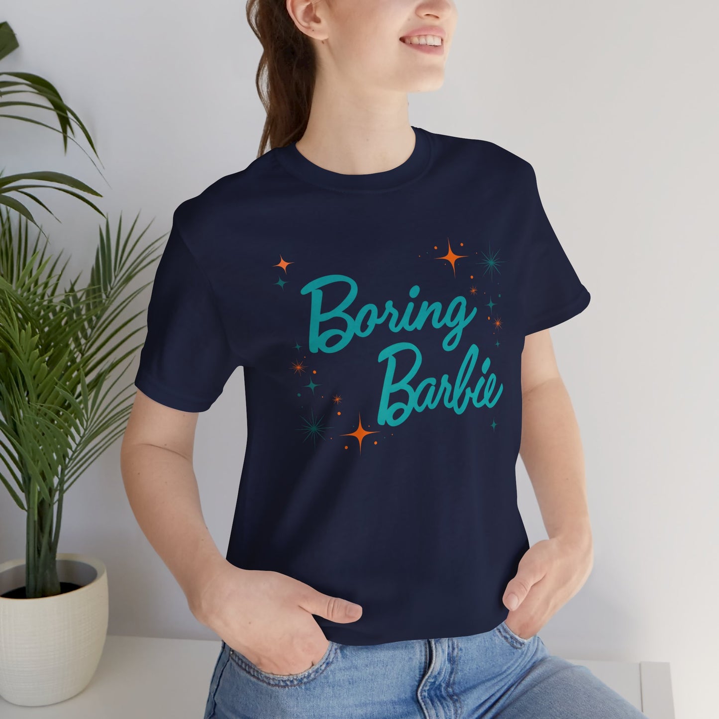 Boring Barbie with stars - Unisex Jersey Tee - Fun Casual Shirt, Gift for Barbie Fans, Summer Wardrobe Essential, Holiday Outfits, Birthday Present