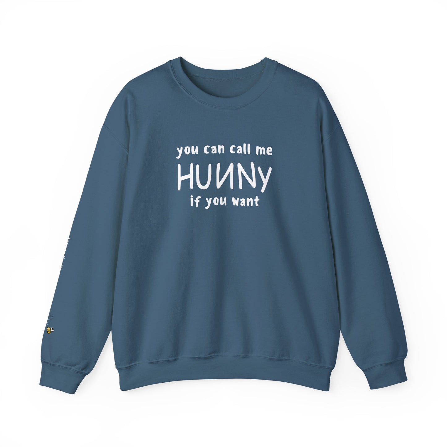 You Can Call Me Hunny Sweatshirt with Sleeve Detail - Cozy Unisex Crewneck, Cute Gift for Friends, Casual Wear, Perfect for Fall & Winter