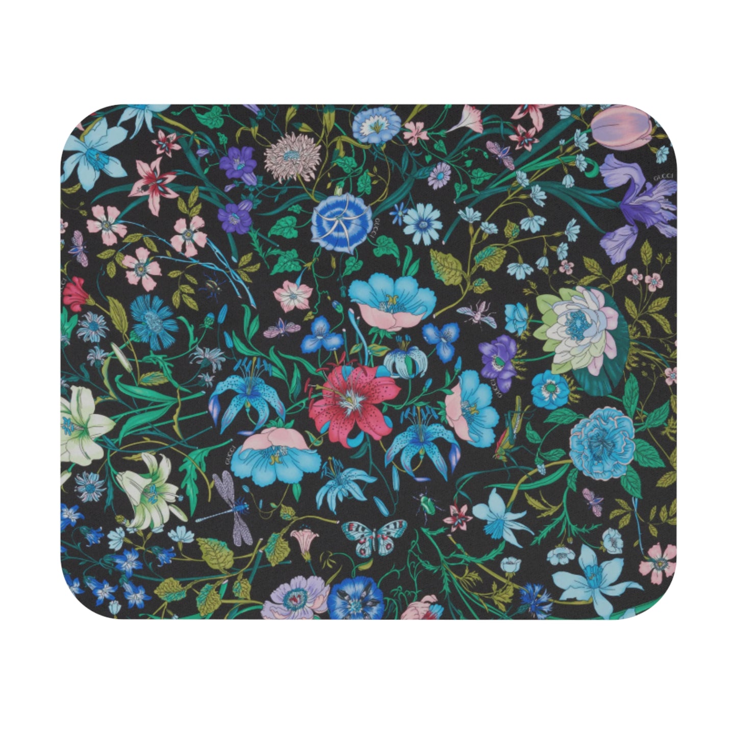 Floral Elegance Mouse Pad - Colorful Botanical Design for Home Office "Flora Black"