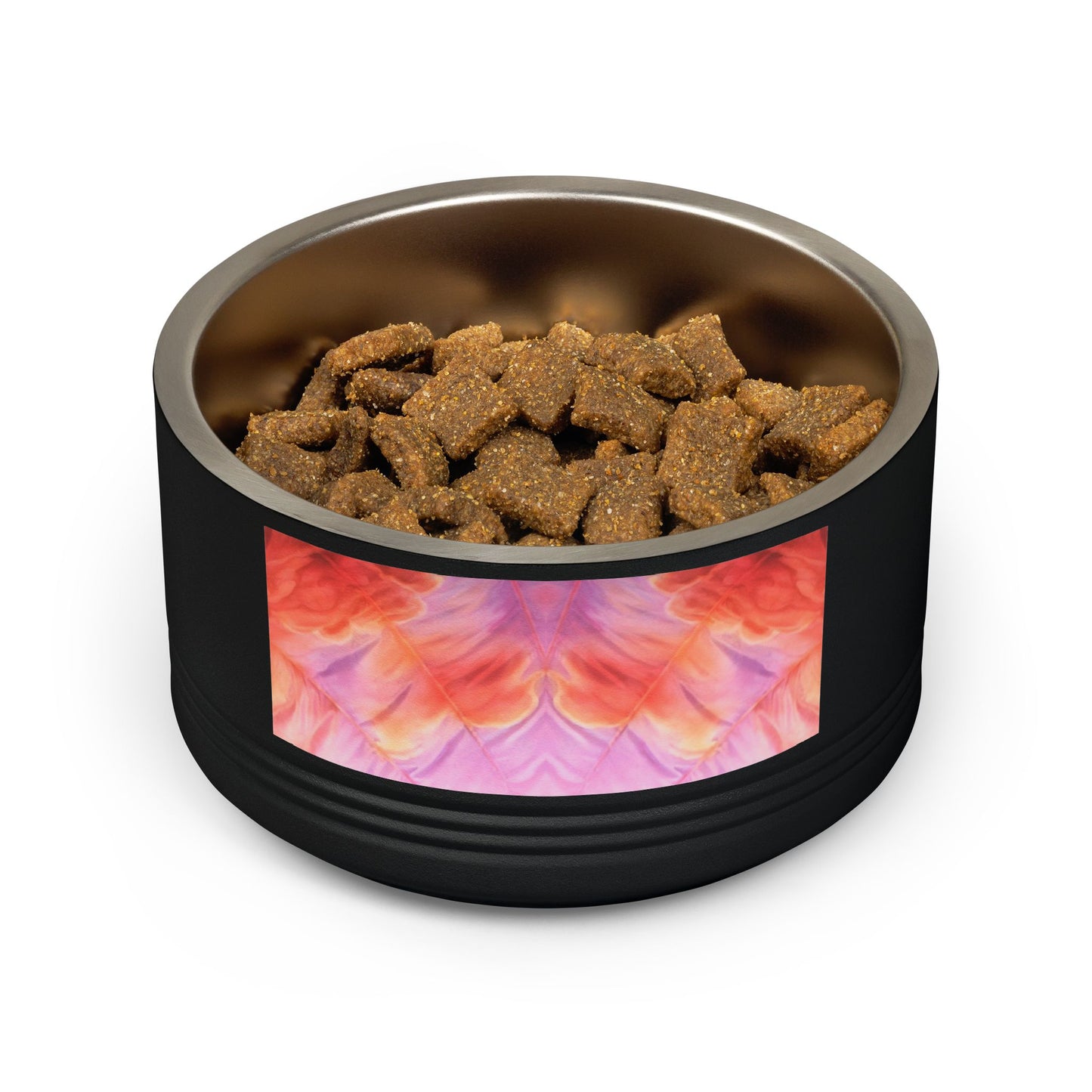 Miss Americana Stainless Steel Pet Bowl - Pink Orange Watercolor Floral Design, 18oz