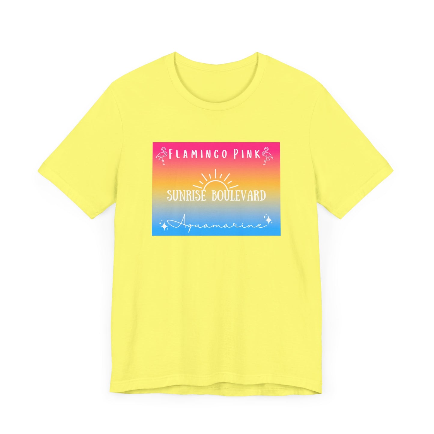 Flamingo Pink, Sunrise Blvd, Aquamarine - Pansexual Pride - Unisex Jersey Short Sleeve Tee