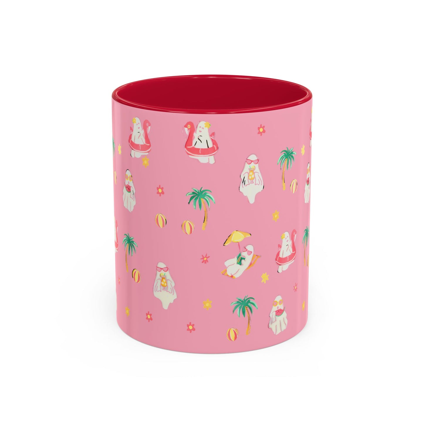 Pink Summerween Ghostie Mugs - Fun Gift, Beach Decor, Unique Coffee Cup, Cute Summer Drinkware, Perfect for Summer