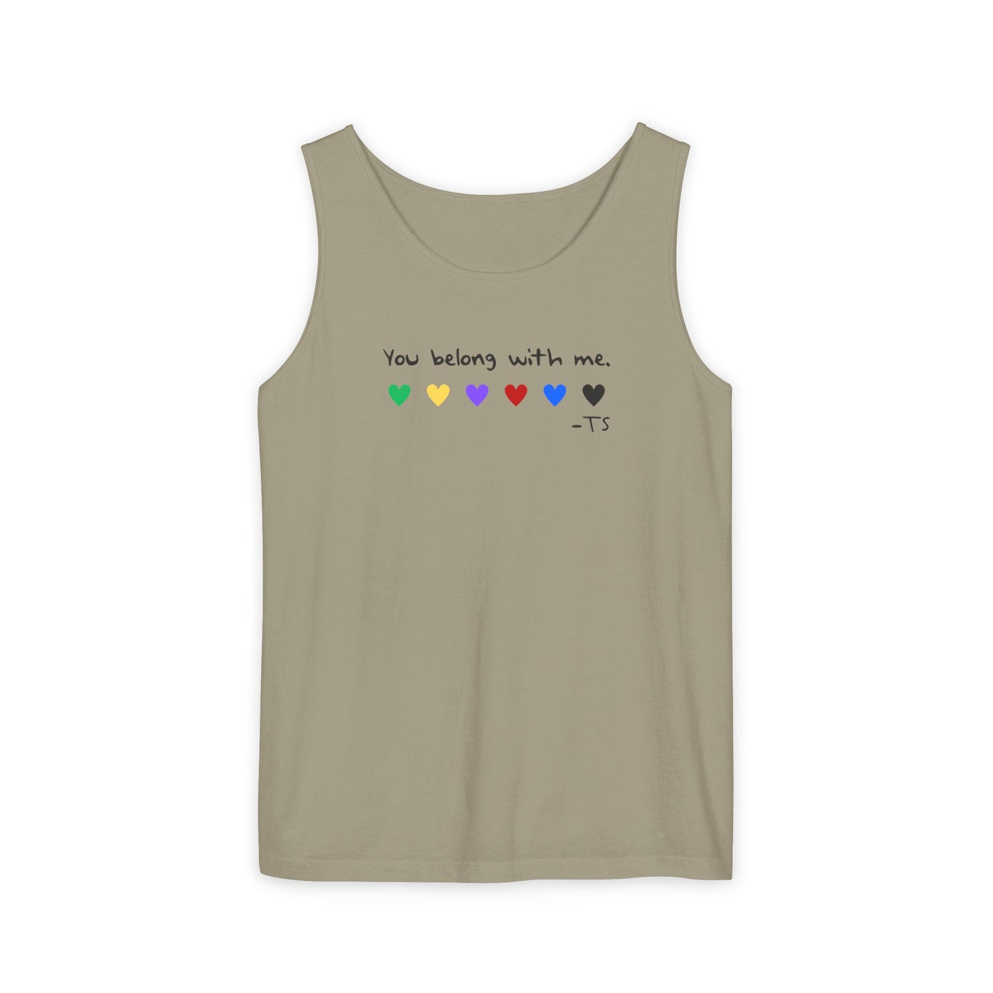 You Belong With Me Printed Comfort Colors Unisex Garment-Dyed Tank Top, Love Heart Tee, Cute Summer Top, Casual Wear, Gift for Friends