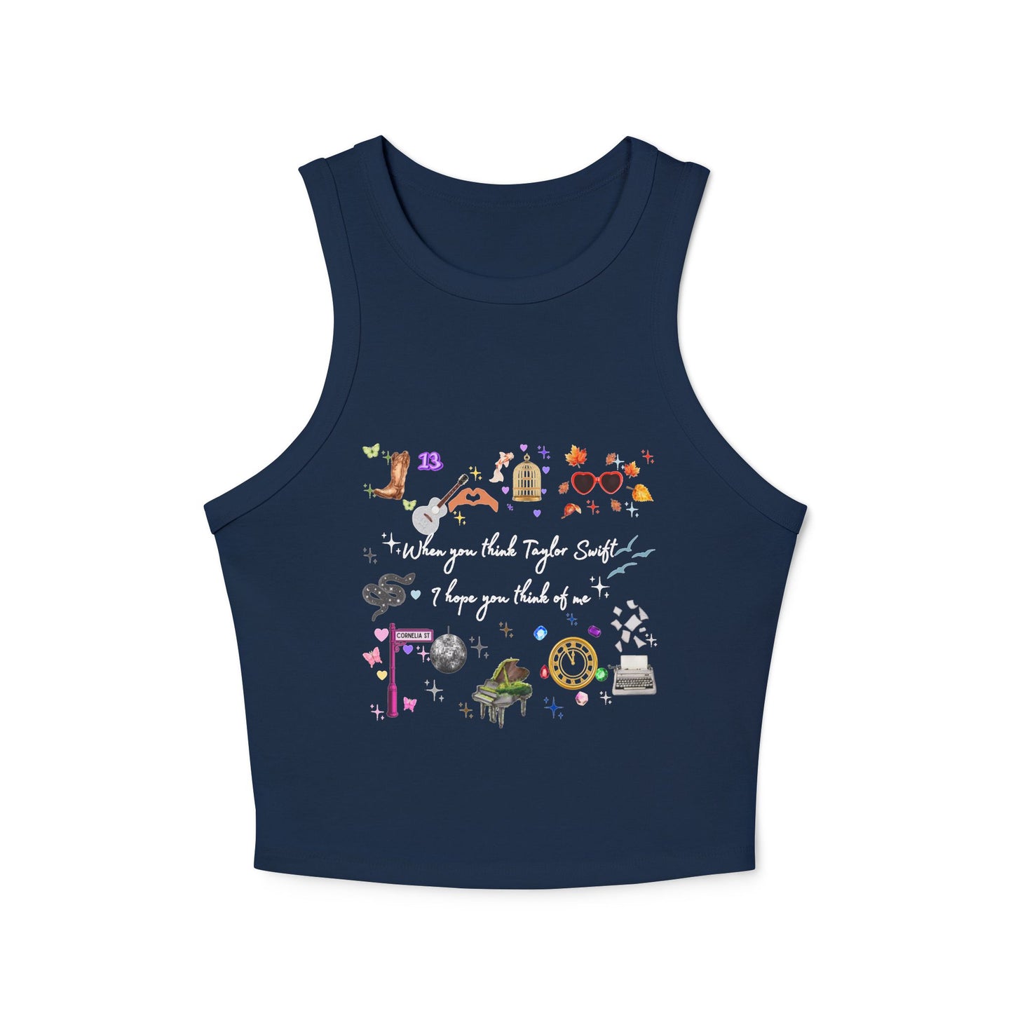 I hope you think of me - Trendy Women's Graphic Racer Tank Top, Casual Summer Wear, Festival Outfit, Gift for Her, Everyday Essentials