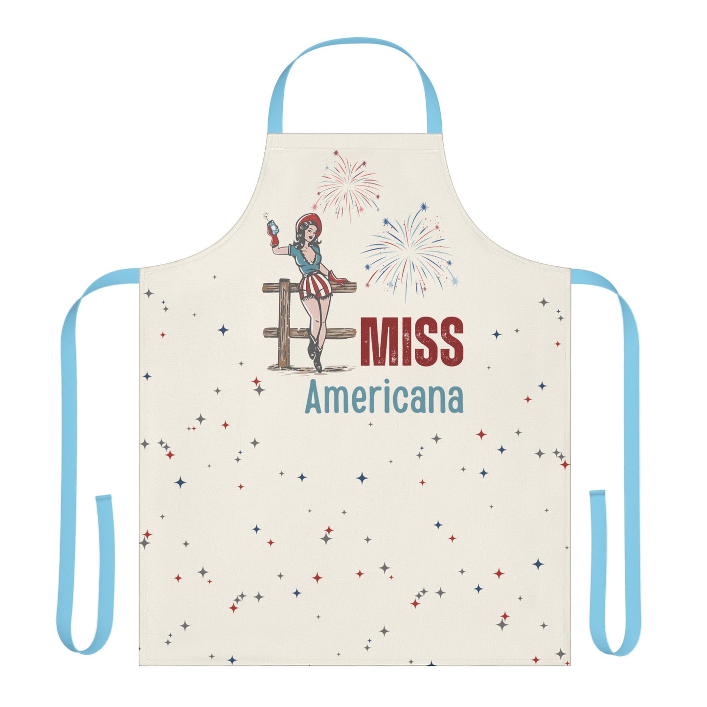 Patriotic Apron - Miss Americana, 4th of July Cooking Gift, Holiday BBQ Apron, Americana Kitchen Style, Baking, Grilling, Family Gatherings
