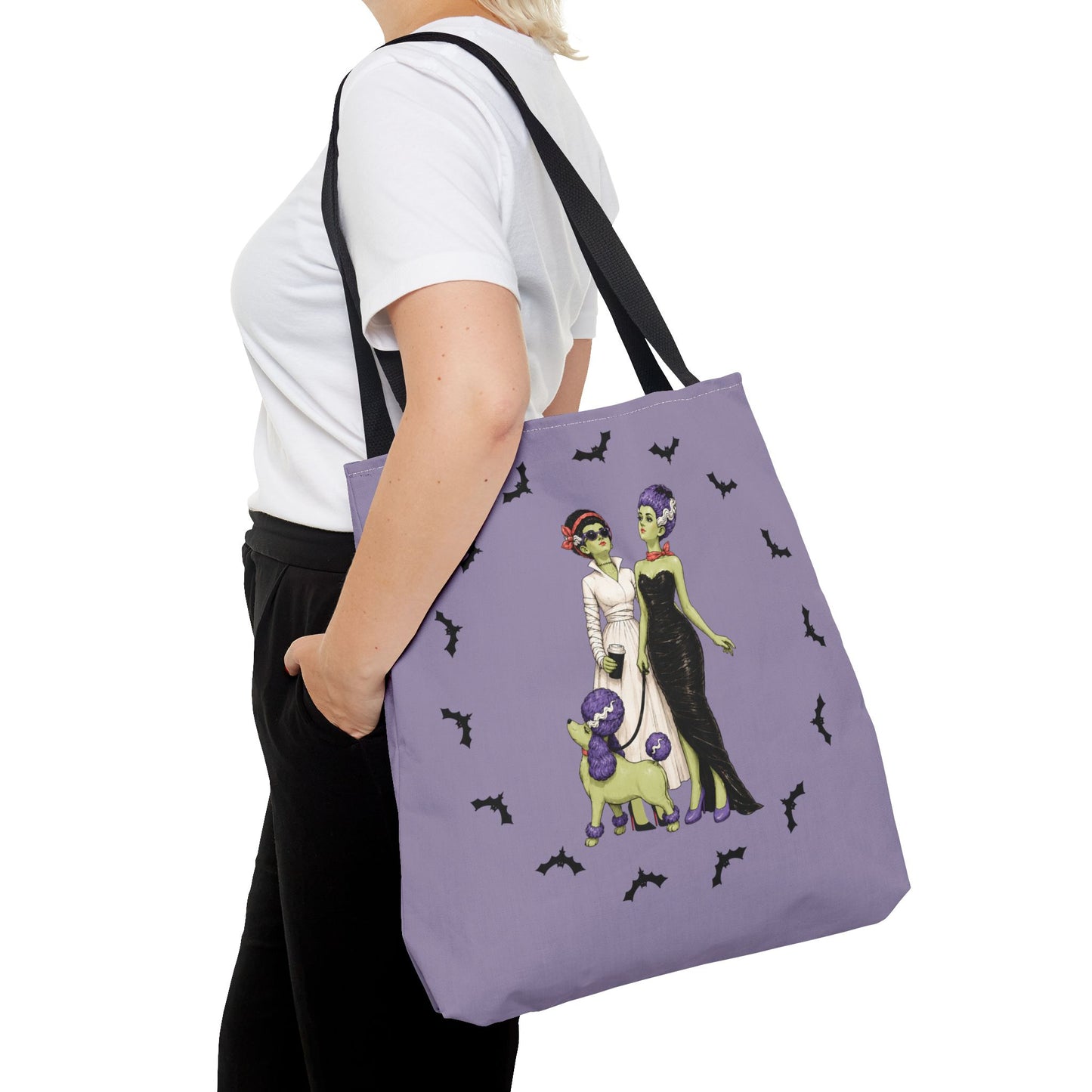 Gothic Brides Tote Bag — Retro Monster Dog Walk Design