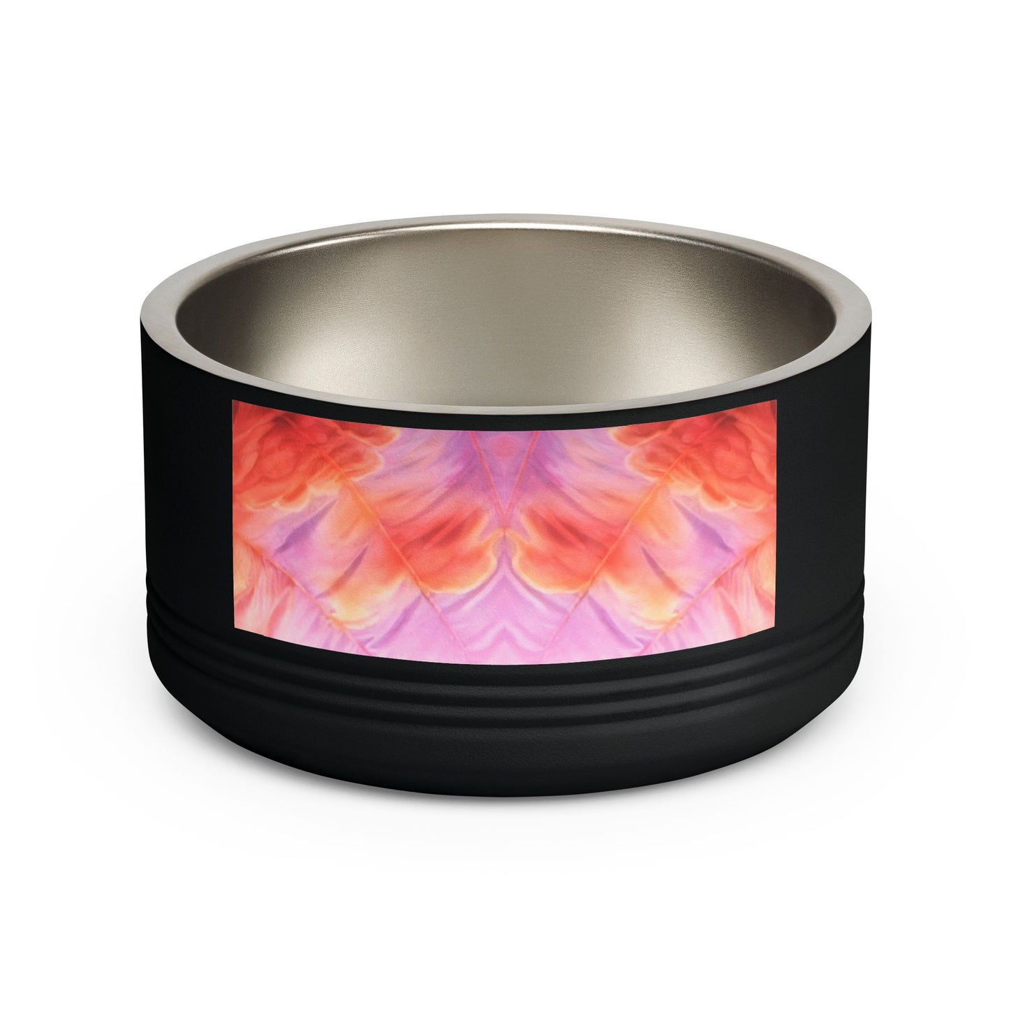 Miss Americana Stainless Steel Pet Bowl - Pink Orange Watercolor Floral Design, 18oz