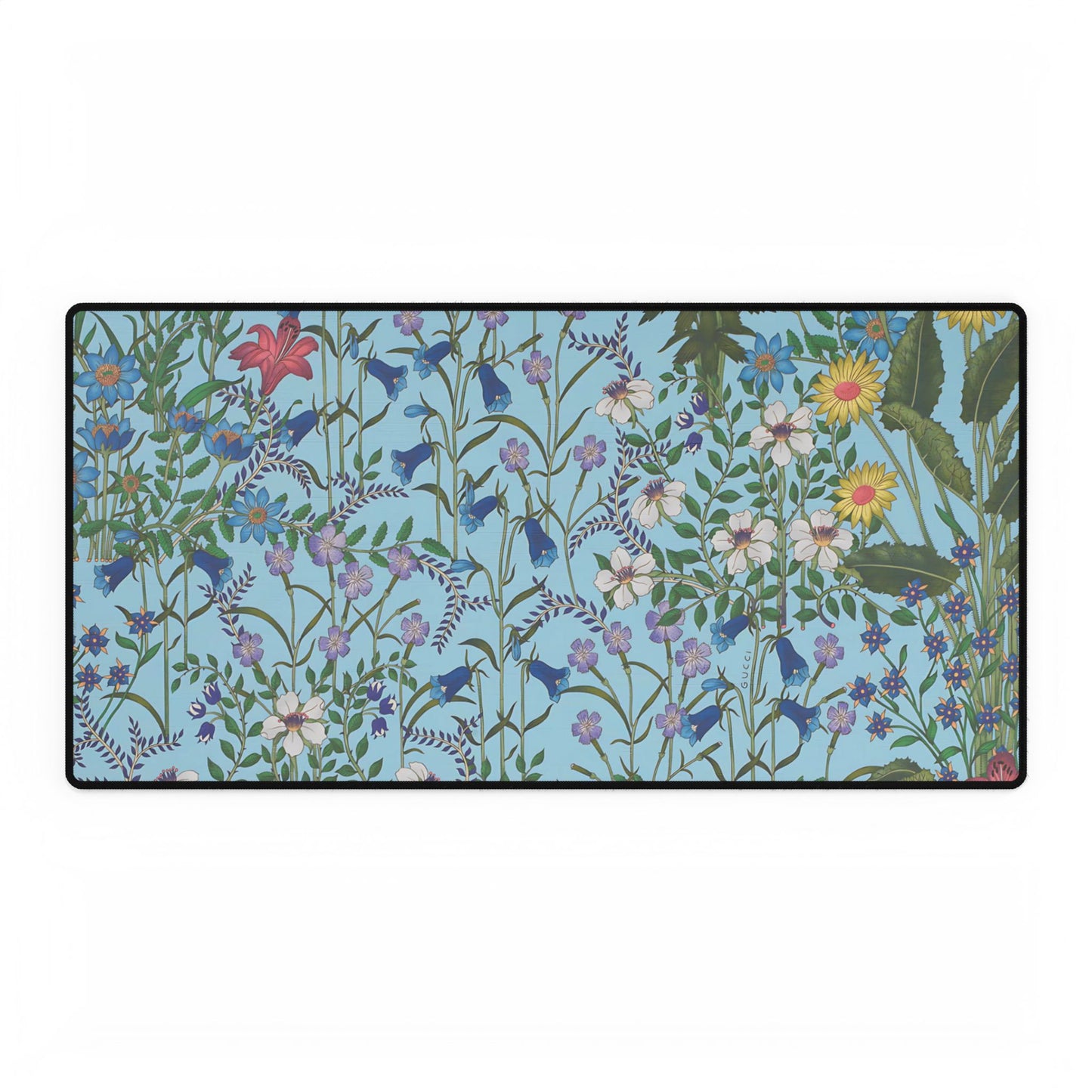 Floral Desk Mat - Nature-Inspired Workspace Decor "Flora Blue"