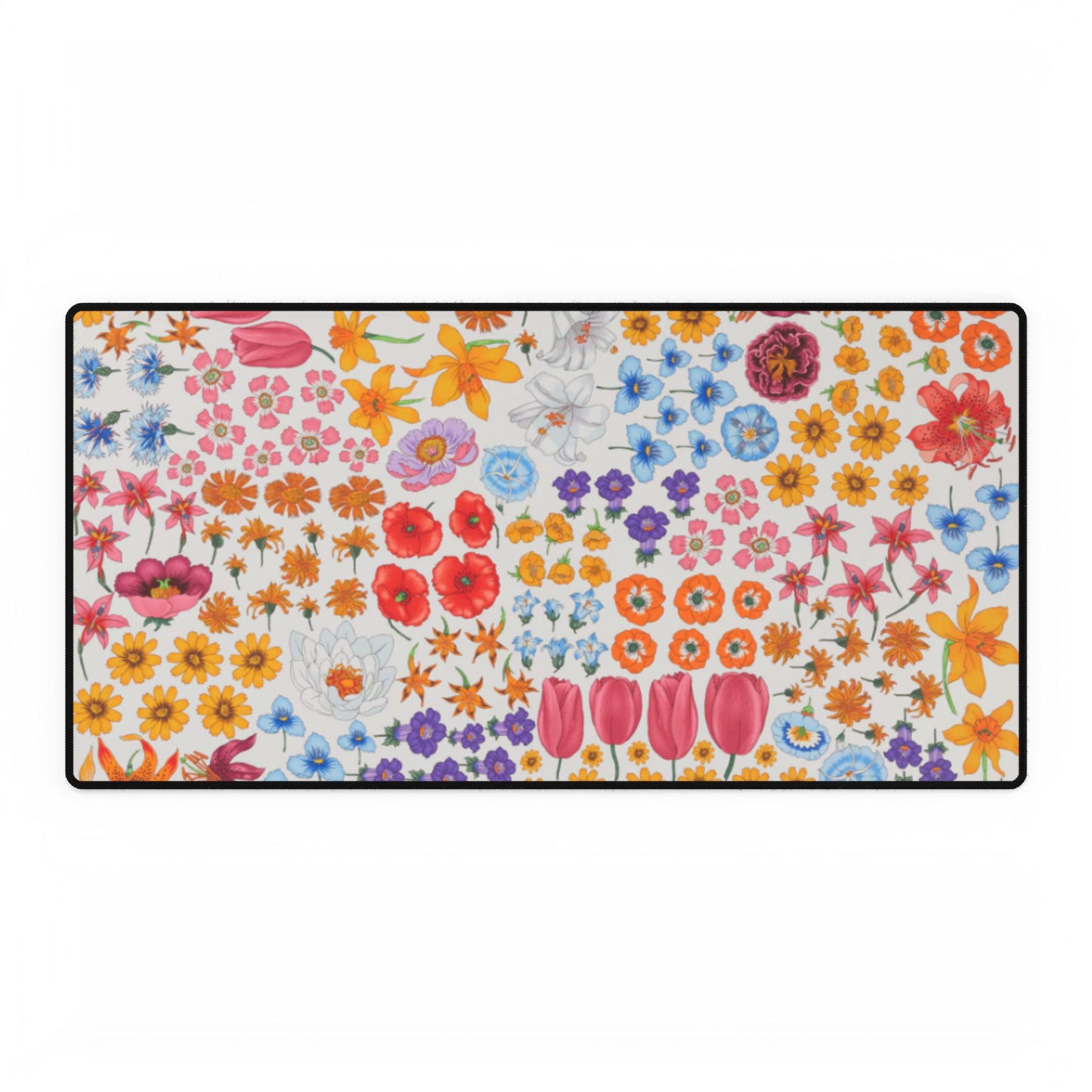 Vibrant Floral Desk Mat - Stylish Desk Protector for Home Office & Work "Flora White"