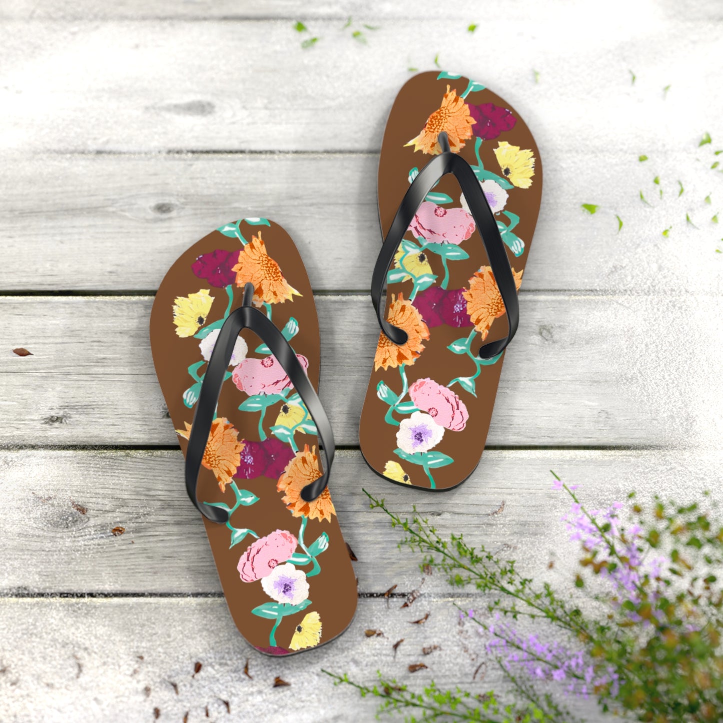 Acoustic Set Floral Flip Flops