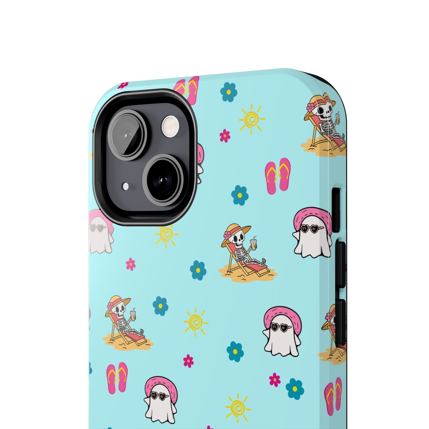 Aqua Summerween Tough Phone Cases, Cute Beach Pattern, Fun Gift for Beach Lovers, Summer Accessories, Protective Phone Cover