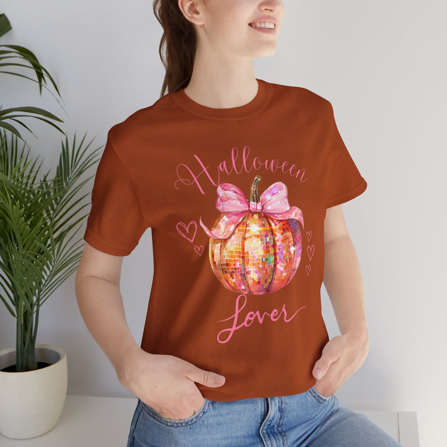 Halloween LOVER - Swiftie Halloween - - Disco Pumpkin - Pink Pumpkin - Girly Halloween - Unisex Jersey Short Sleeve Tee