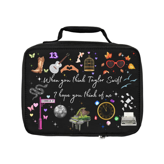 I hope you think of me Lunch Bag for Fans, Music Lover's Food Tote, School Lunchbox, Gift for Swifties, Creative Food Carrier