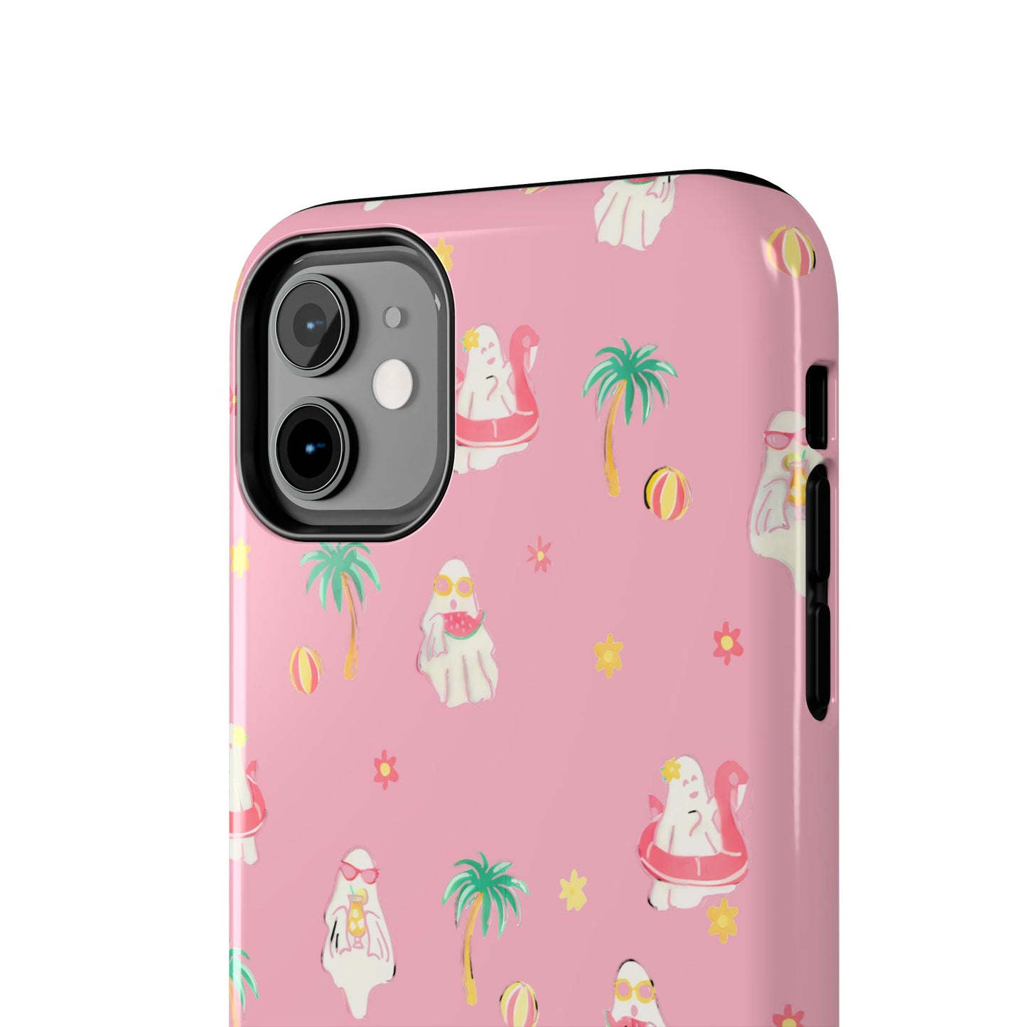 Pink Summerween Phone Cases with Ghosties - Fun Vacation Accessories, Cute Gift for Beach Lovers, Phone Covers, Summer Essentials