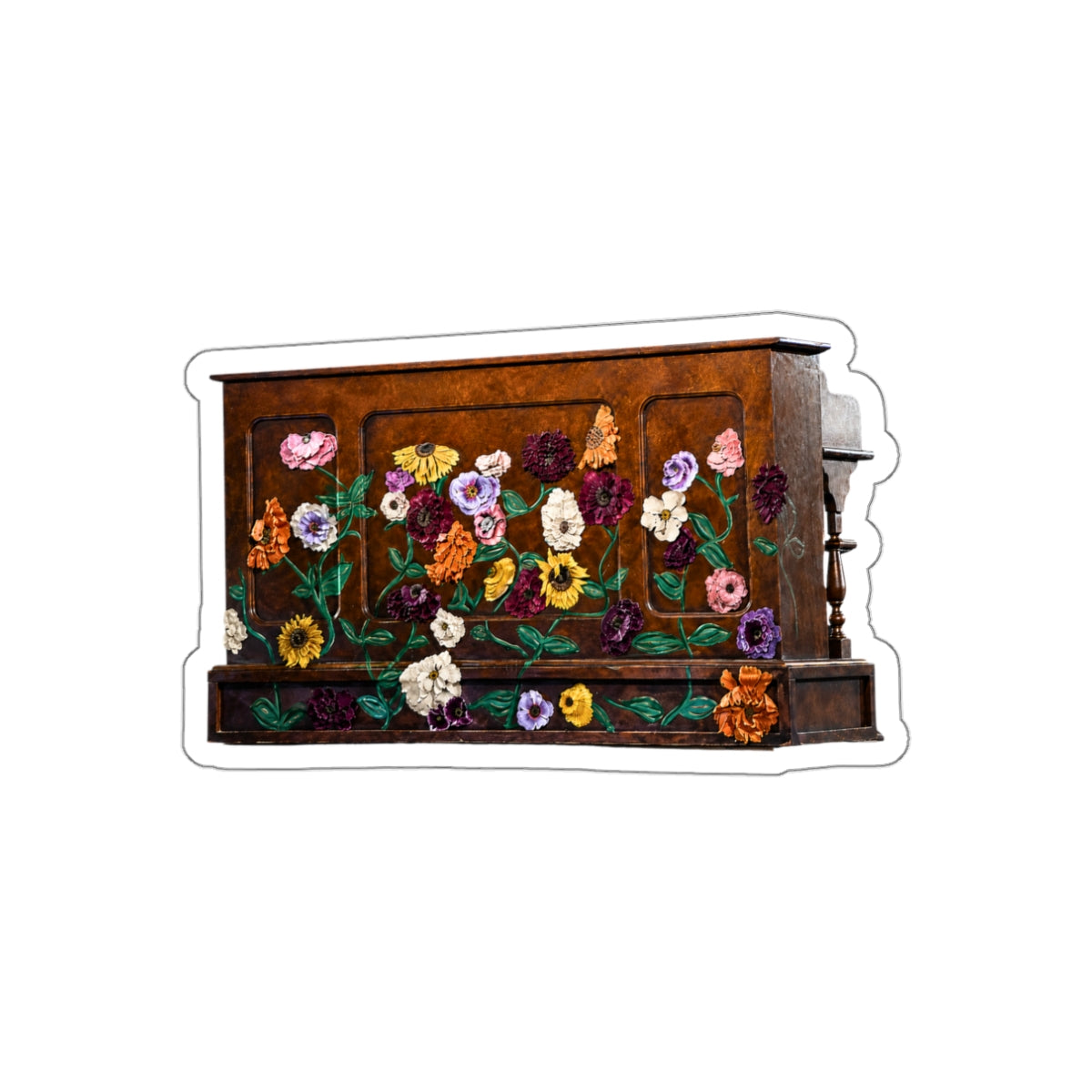 Floral Piano Sticker — Waterproof Decorative Sticker