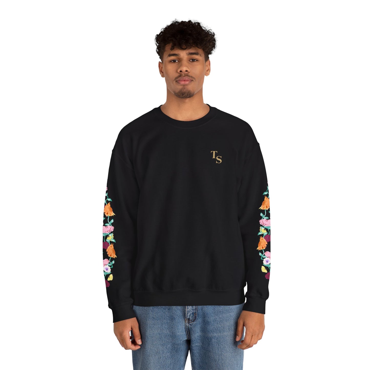 Acoustic Piano Floral Sleeve Crewneck Sweatshirt