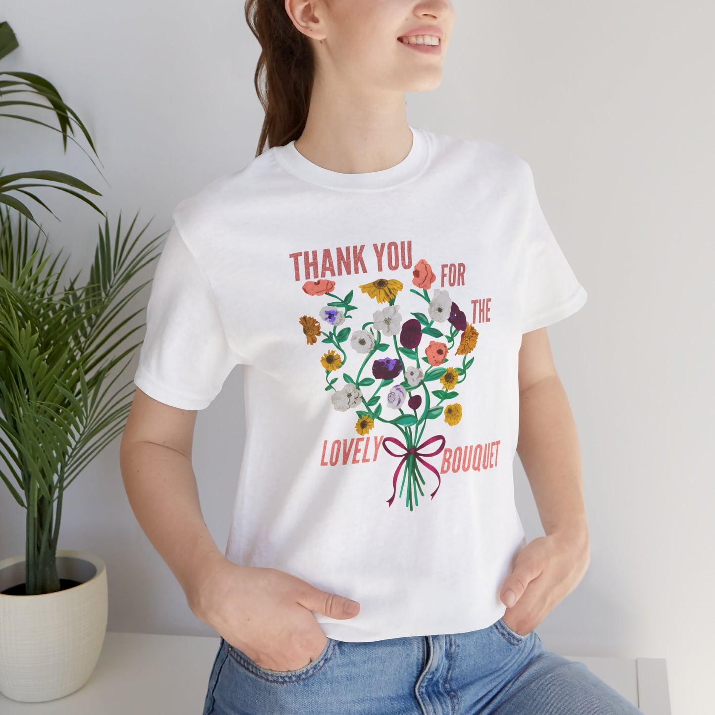 Thank You For The Lovely Bouquet, acoustic piano flowers Tee, Unisex Jersey Short Sleeve T-Shirt, Gift for Friends, Appreciation Shirt, Floral Design, Casual Wear