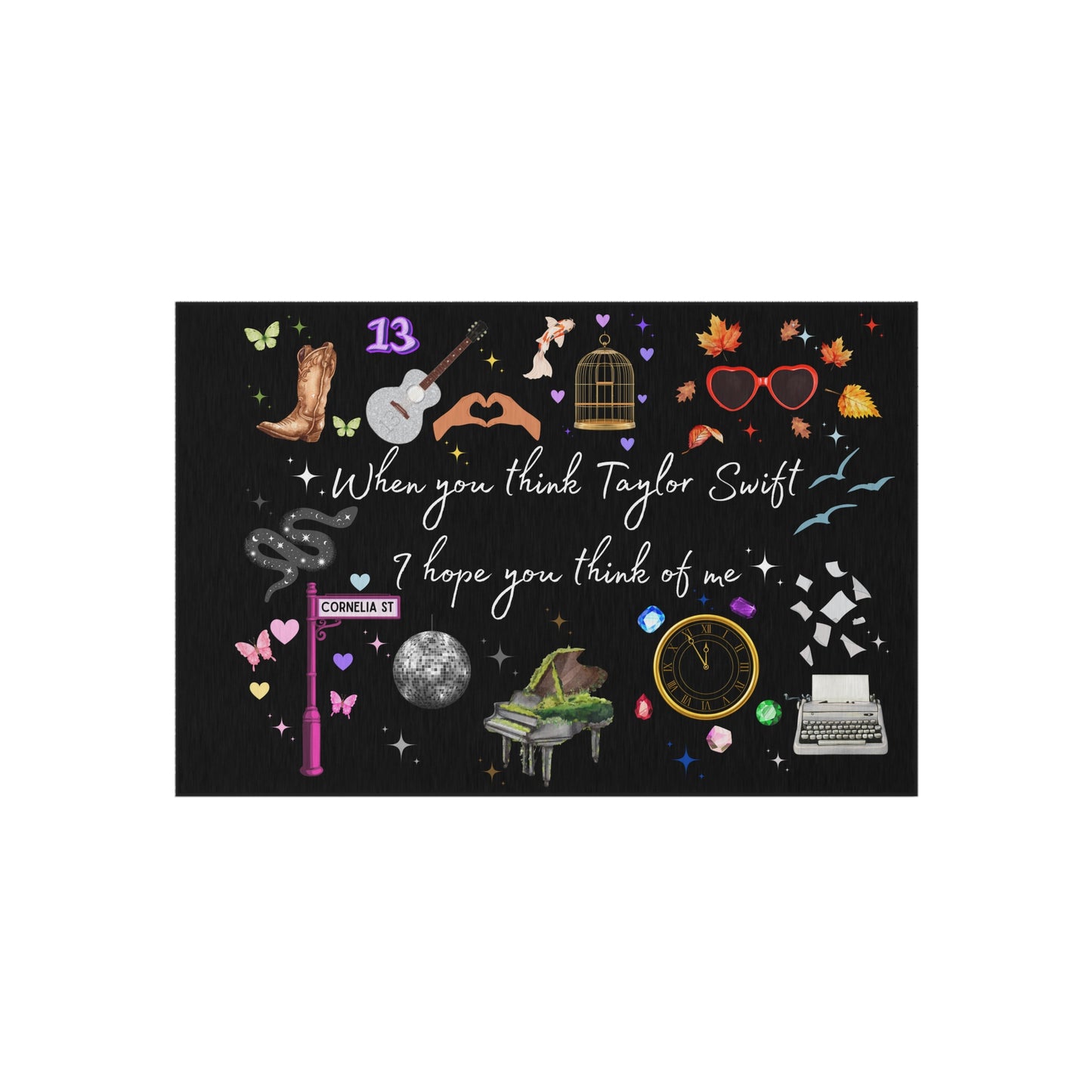 I hope you think of me - Outdoor Rug, Music Decor, Outdoor Living, Patio Accessory, Gift for Fan, Boho Home