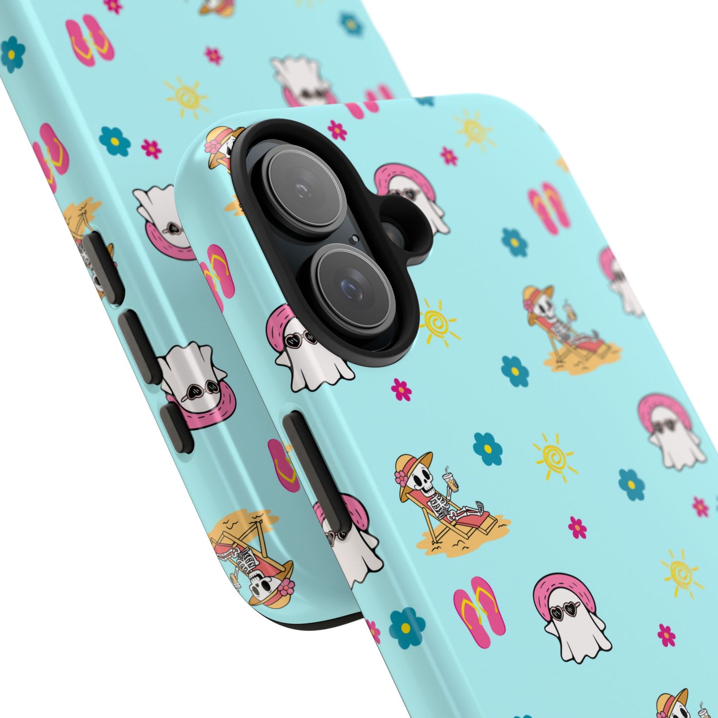 Aqua Summerween Tough Phone Cases, Cute Beach Pattern, Fun Gift for Beach Lovers, Summer Accessories, Protective Phone Cover