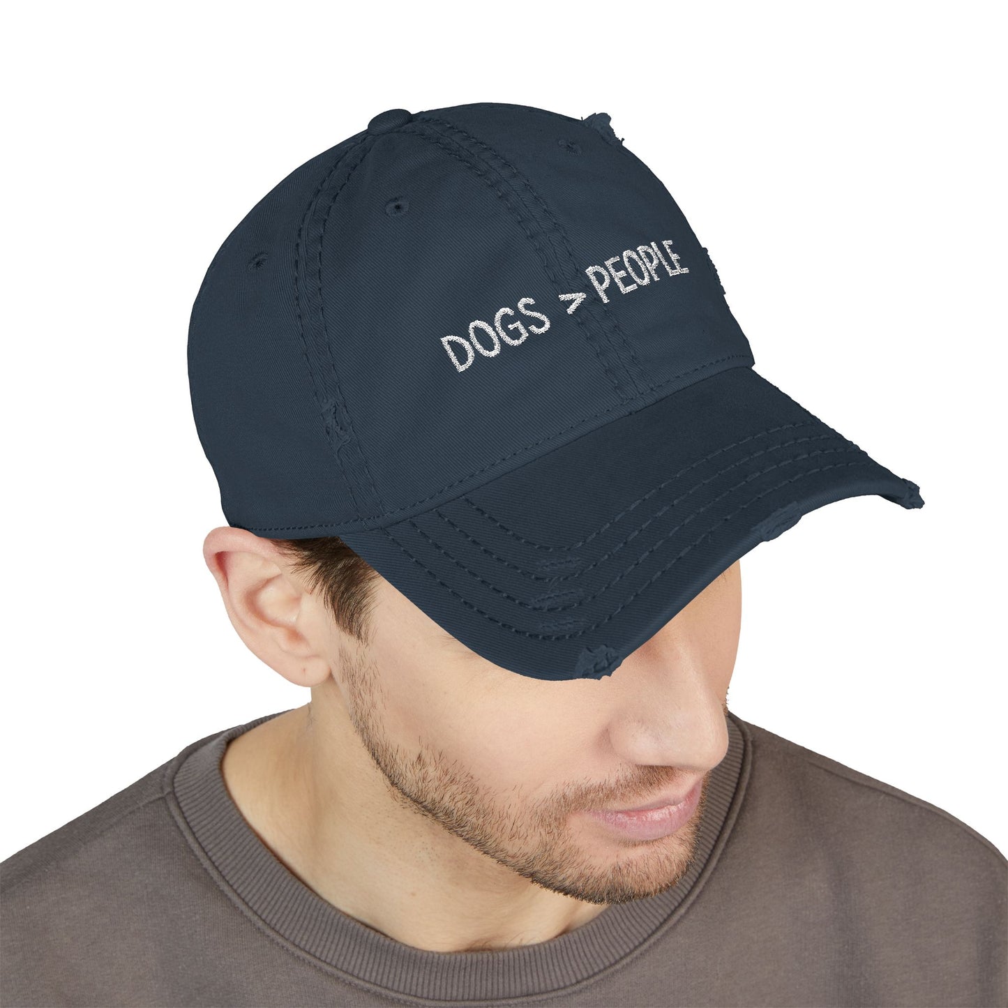 Dogs are better than people - Distressed Dog Lover Cap, Casual Dad Hat, Embroidered Baseball Hat, Relaxed Style Accessory, Gift for Pet Owners
