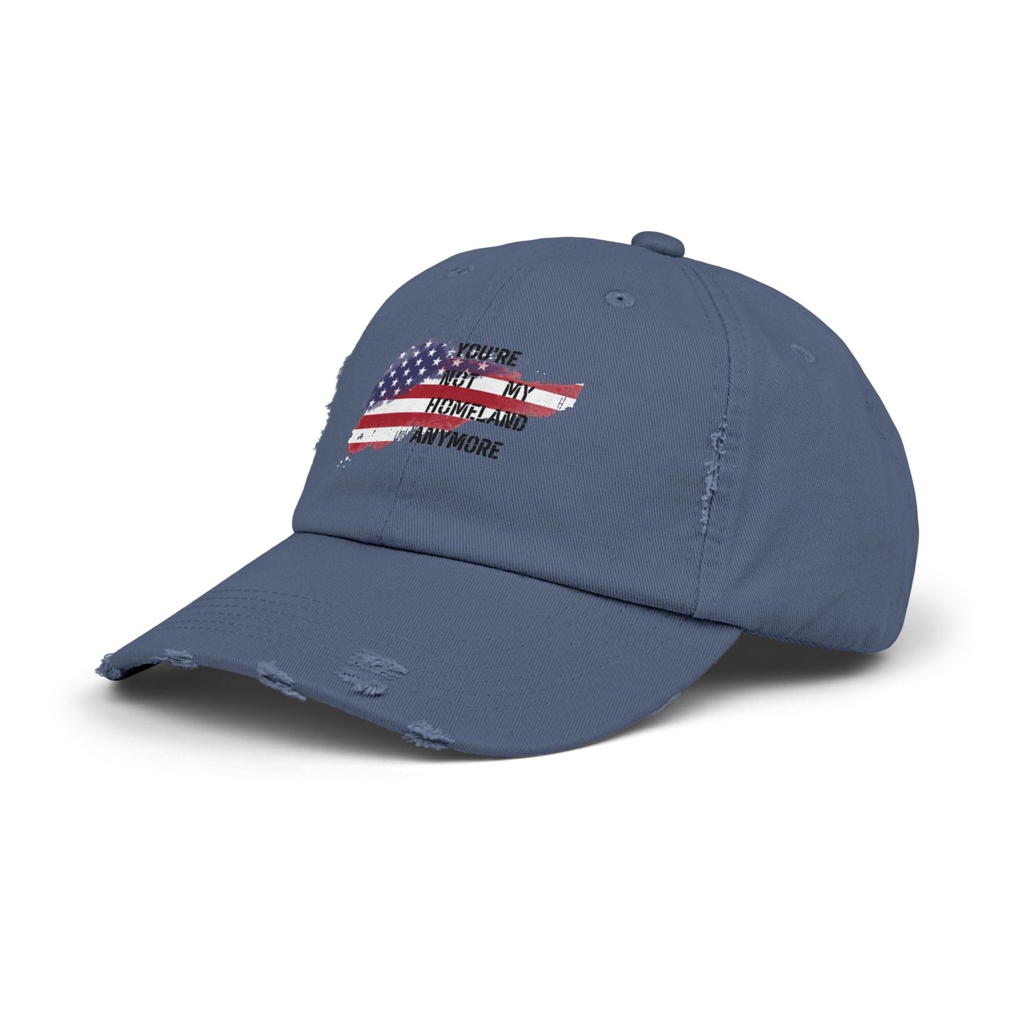 Not My Homeland Anymore Unisex Distressed Cap with American Flag Design, Casual Wear, Perfect for Protesting Events, Outdoor Adventures