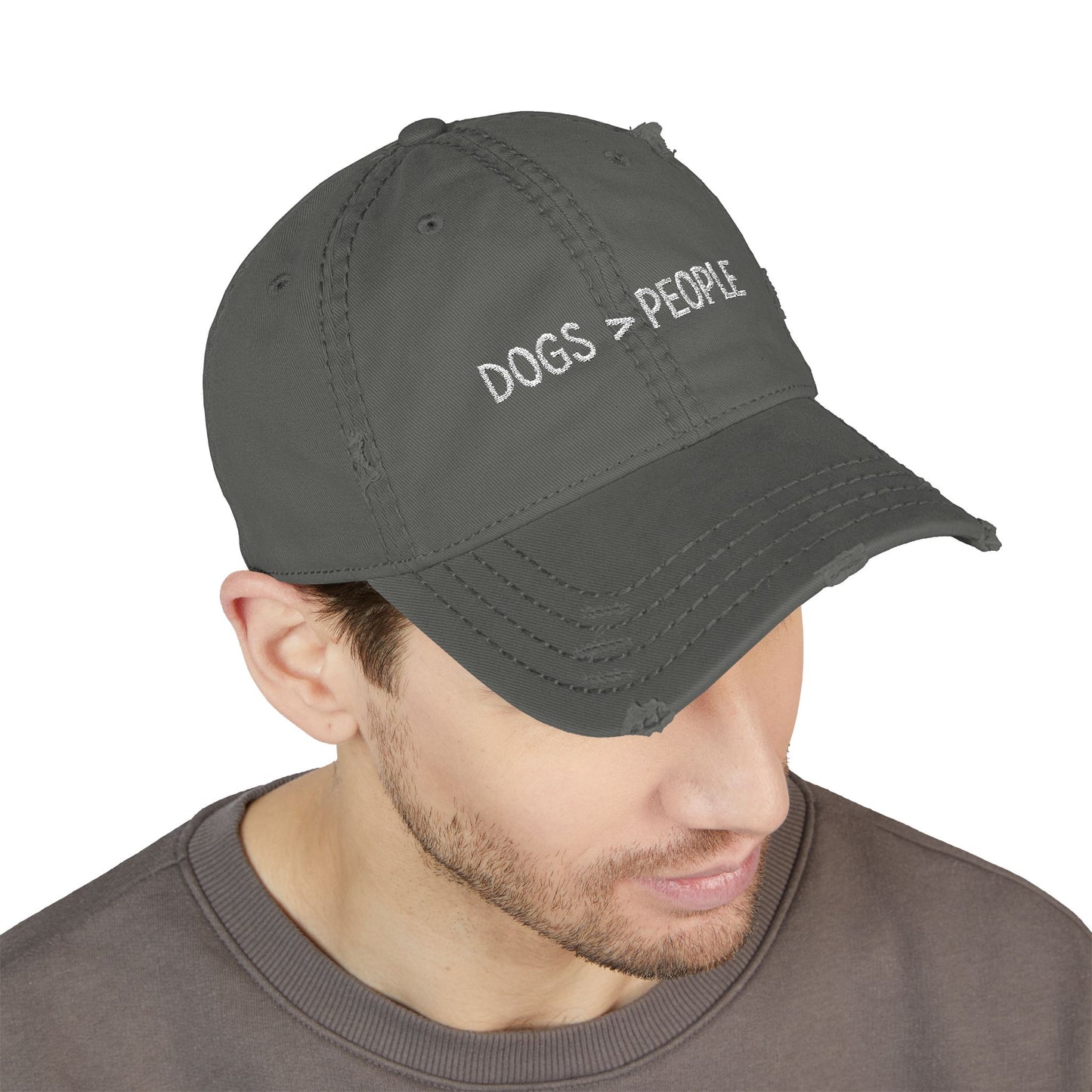 Dogs are better than people - Distressed Dog Lover Cap, Casual Dad Hat, Embroidered Baseball Hat, Relaxed Style Accessory, Gift for Pet Owners