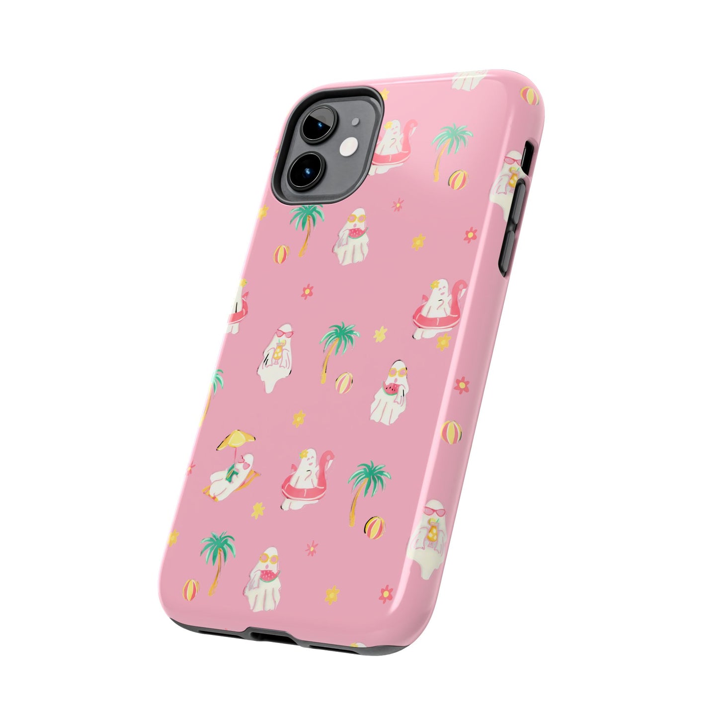 Pink Summerween Phone Cases with Ghosties - Fun Vacation Accessories, Cute Gift for Beach Lovers, Phone Covers, Summer Essentials
