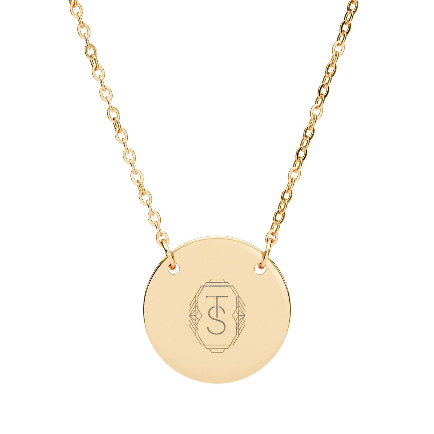 TS Engraved Circle Necklace