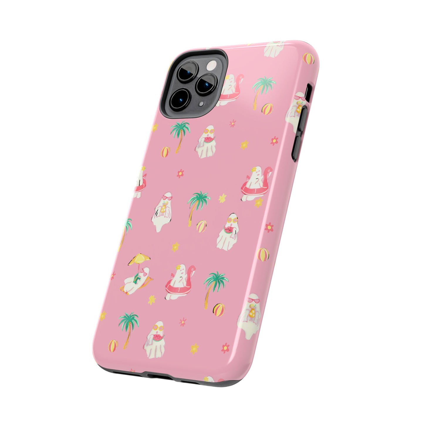 Pink Summerween Phone Cases with Ghosties - Fun Vacation Accessories, Cute Gift for Beach Lovers, Phone Covers, Summer Essentials