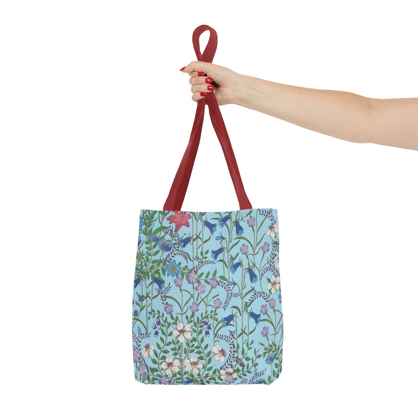 Floral Pattern Tote Bag "Flora Blue" - Vibrant Garden Style for Everyday Use