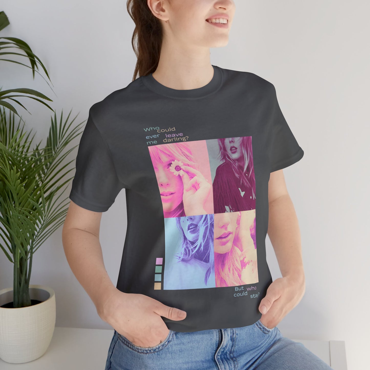 Pop Art Photo Grid Tee — "Who Could Stay?" Unisex Bella Canvas Collage T-Shirt