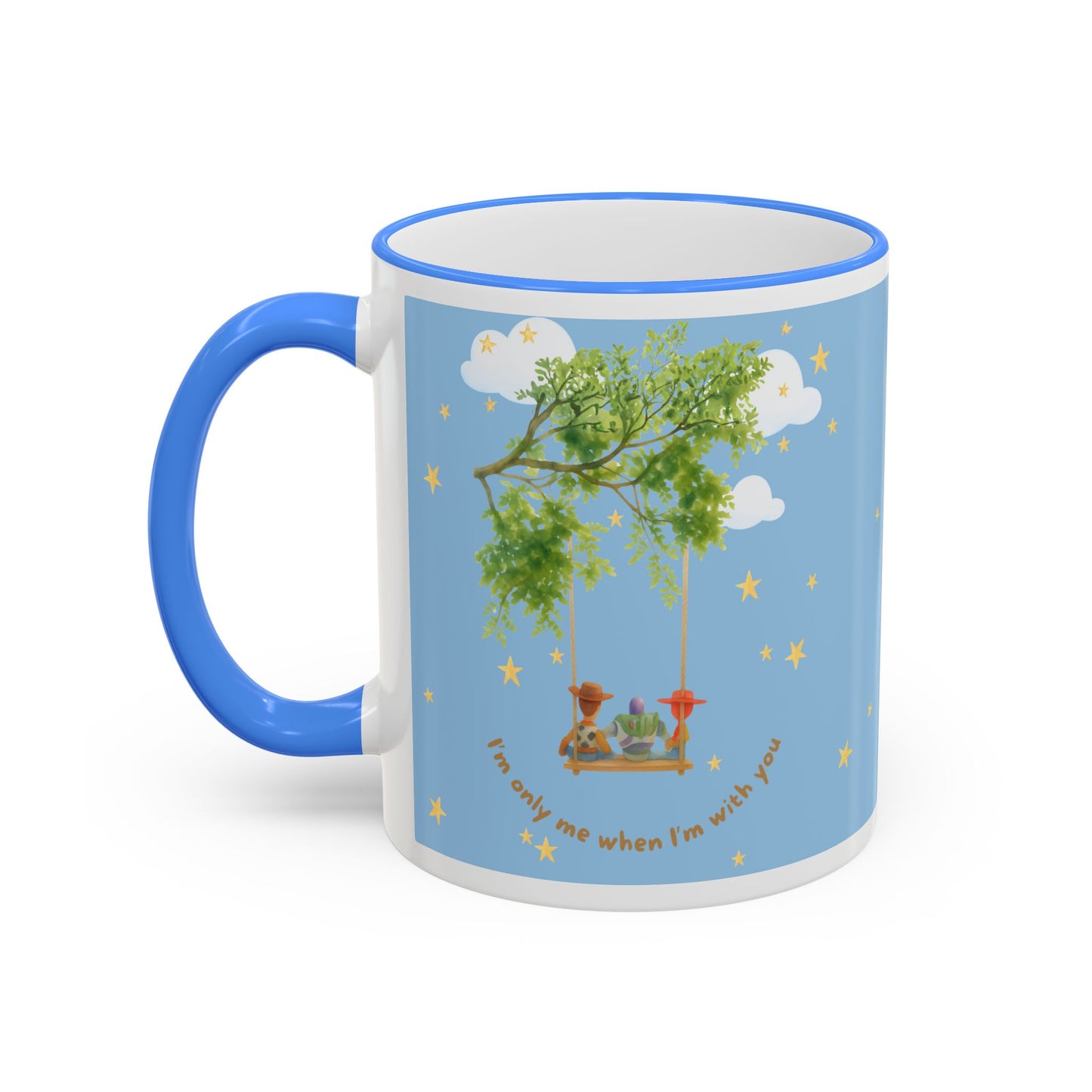 I'm only me when I'm with you Mug — Whimsical Tree, Stars & Clouds Accent Rim