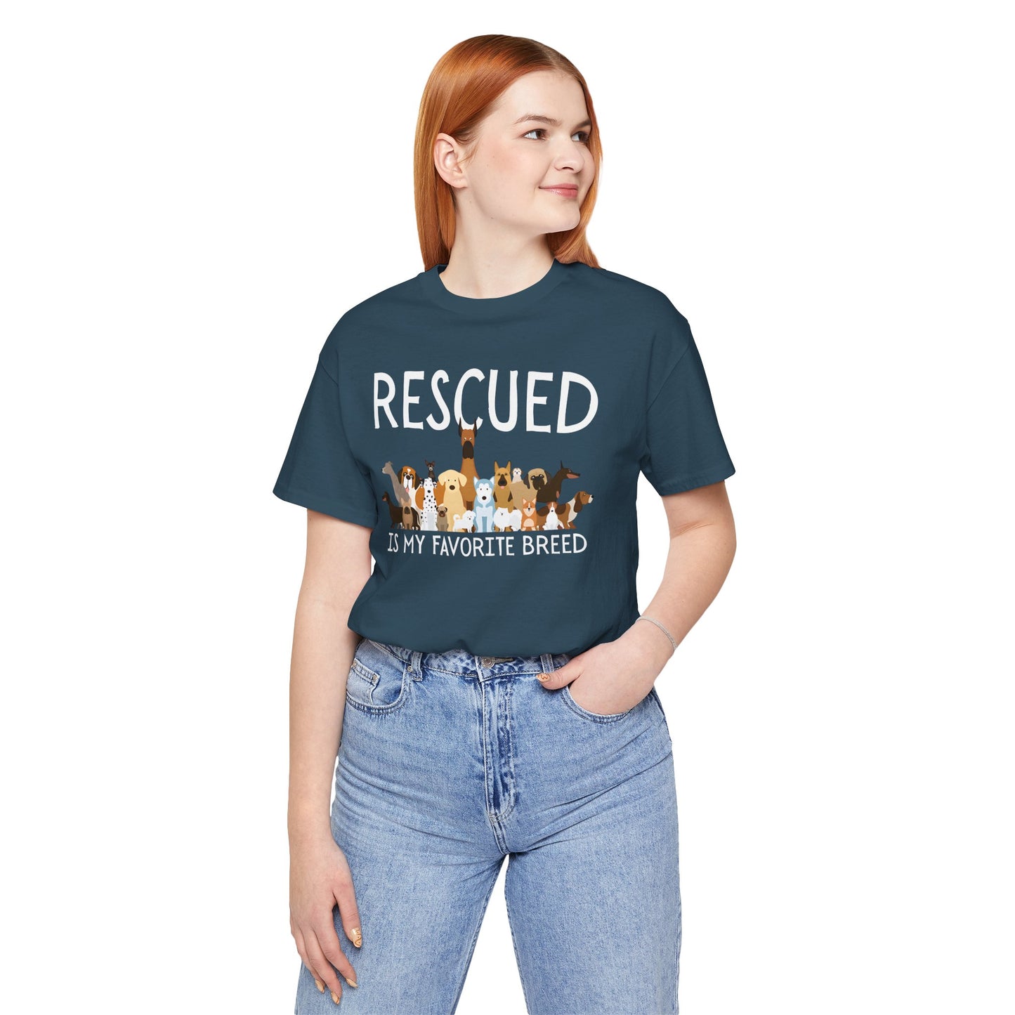 Unisex Dog Lover Tee: 'Rescued is My Favorite Breed' Shirt, Animal Rescue Gift, Pet Owner Apparel, Fun Casual Wear, Birthday Gift