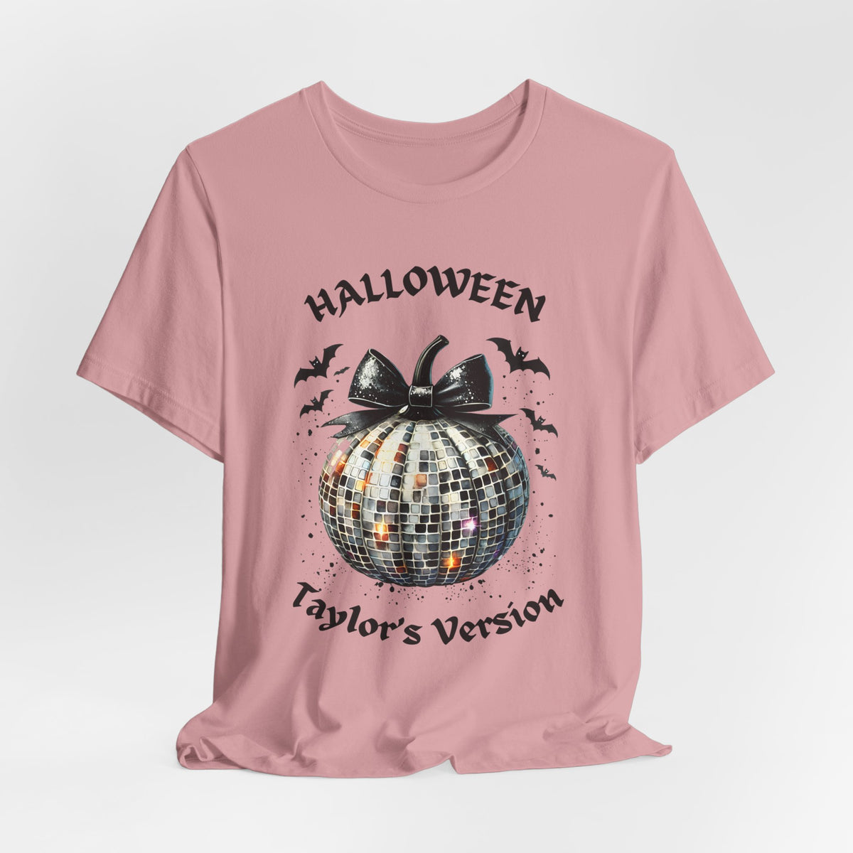 Halloween - TV - Black Disco Ball Pumpkin - Bats - Swiftie Halloween - Unisex Jersey Short Sleeve Tee