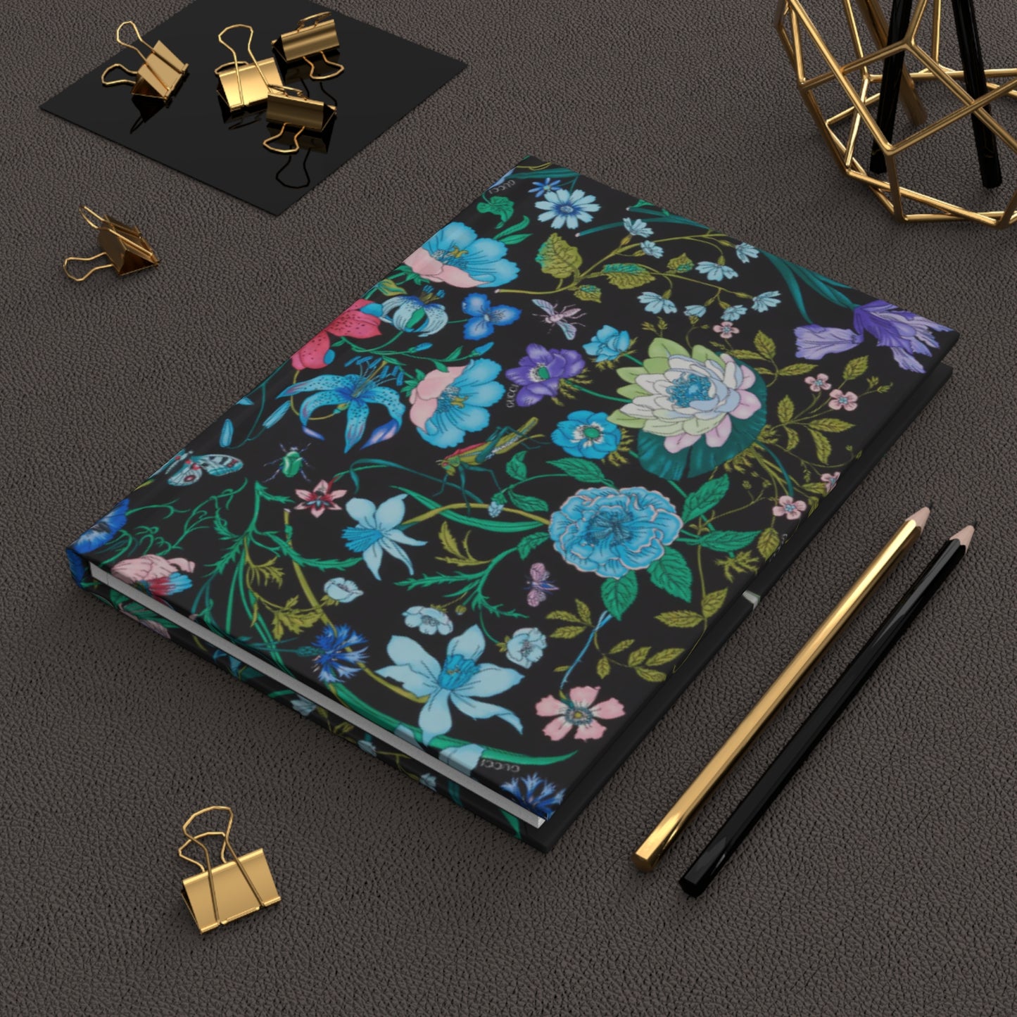 Floral Hardcover Journal "Flora Black"- Elegant Design for Creative Expression