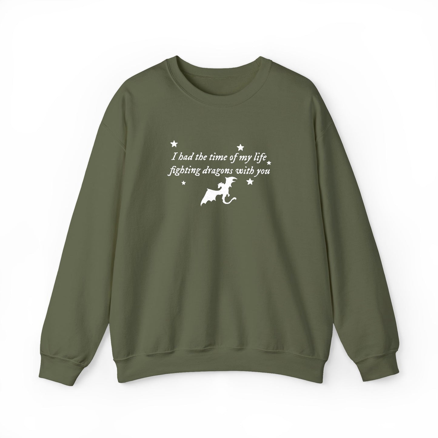 Embroidered Crewneck Sweatshirt — fighting dragons with you