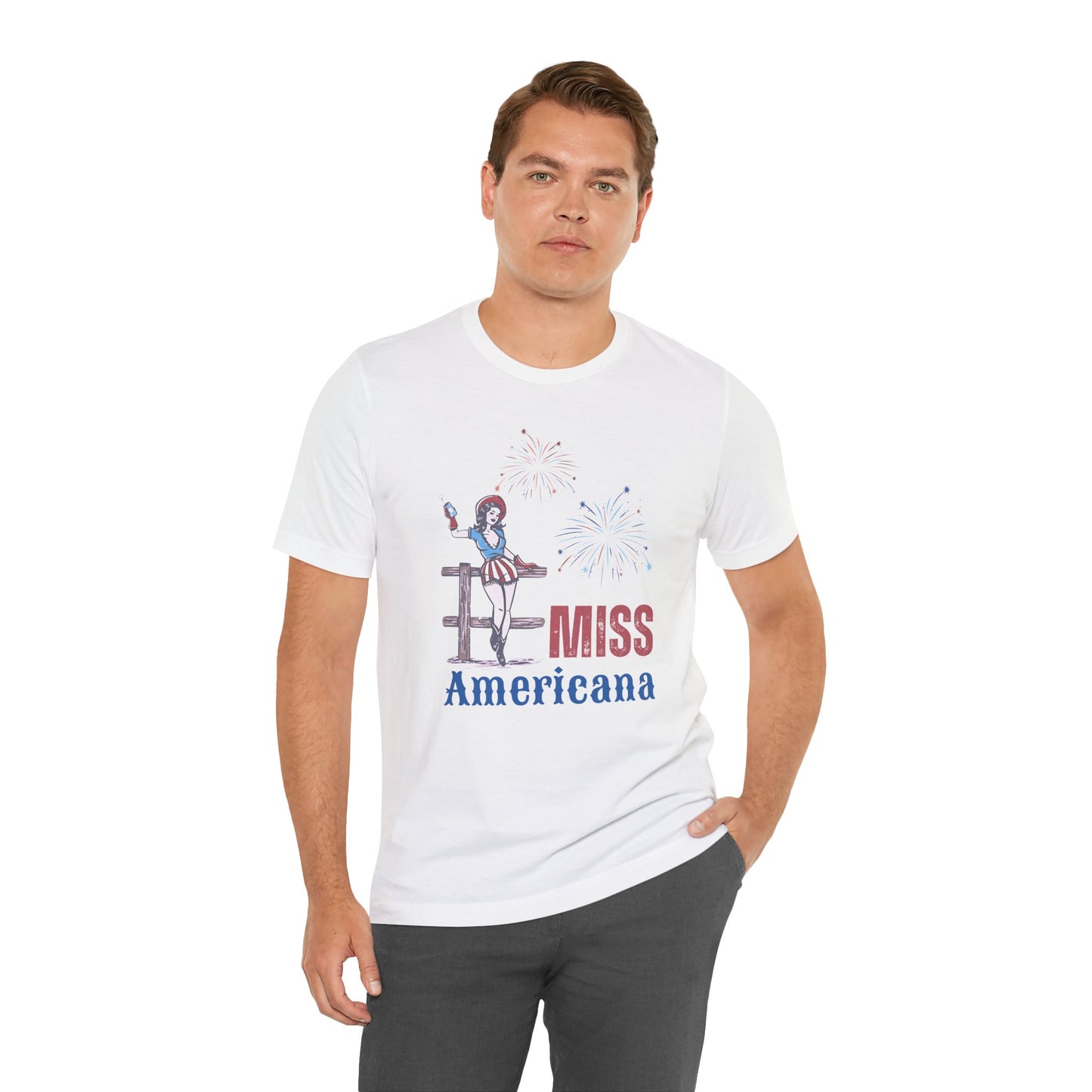 'Miss Americana' Unisex Jersey Tee, Perfect for 4th of July, Independence Day, Summer Parties, Americana Style, Vintage Vibes