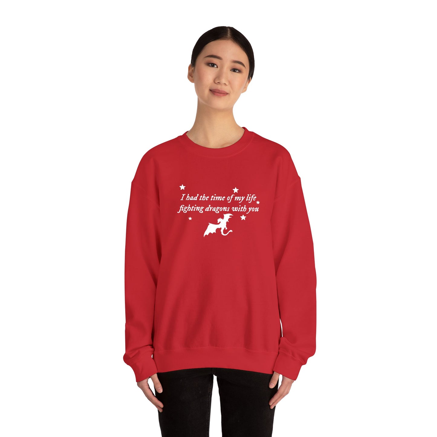 Embroidered Crewneck Sweatshirt — fighting dragons with you
