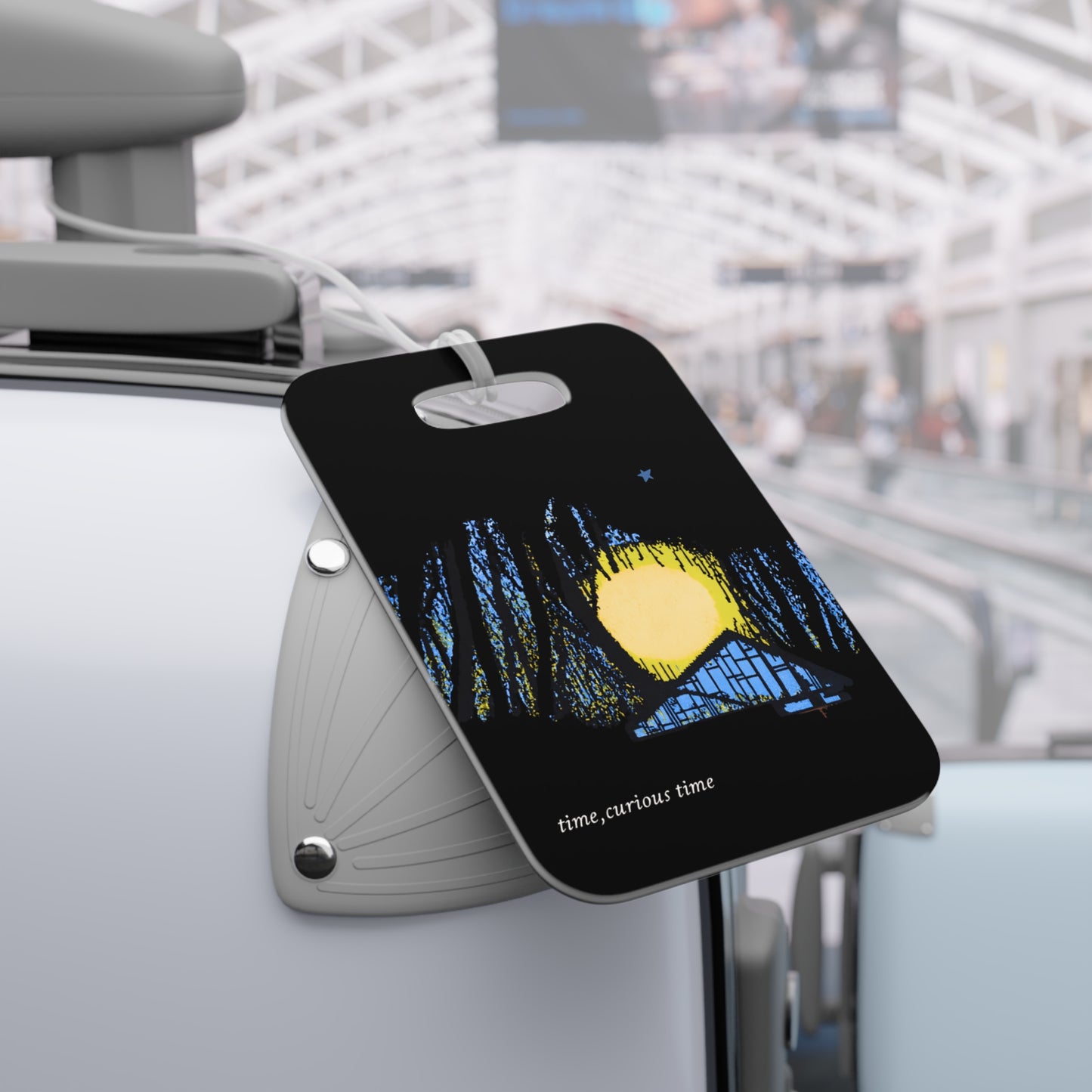 Moonlit Cabin Luggage Tag — 'time,curious time' Travel ID Tag